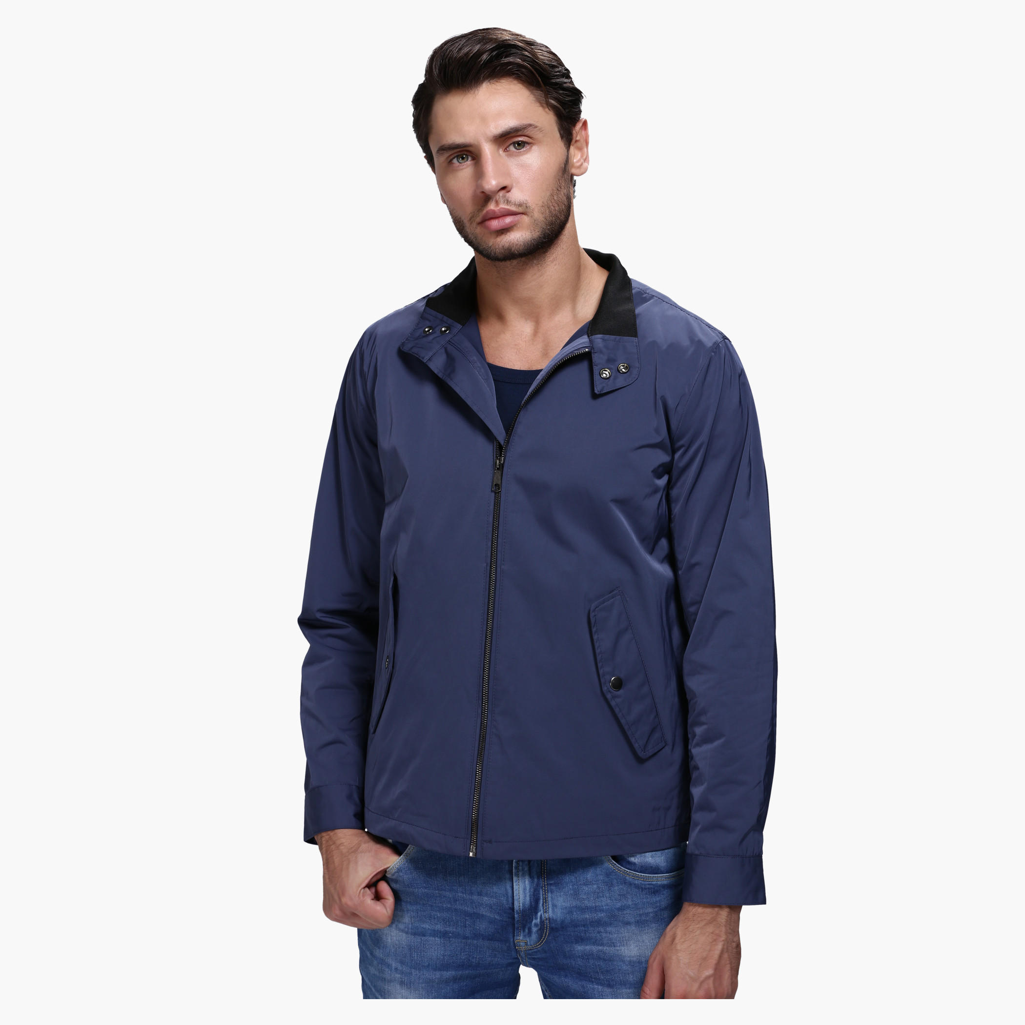 Woven Jacket with Zip Detail and Long Sleeves-men-clothing-jacketsandblazers-jackets-image-11