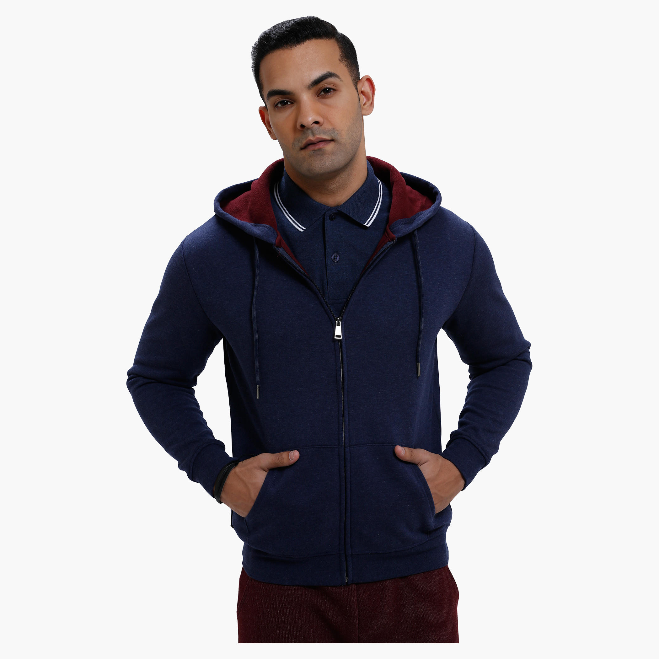 Hooded Long Sleeves Sweatshirt with Zip Closure-men-winterwear-hoodiesandsweatshirts-image-1