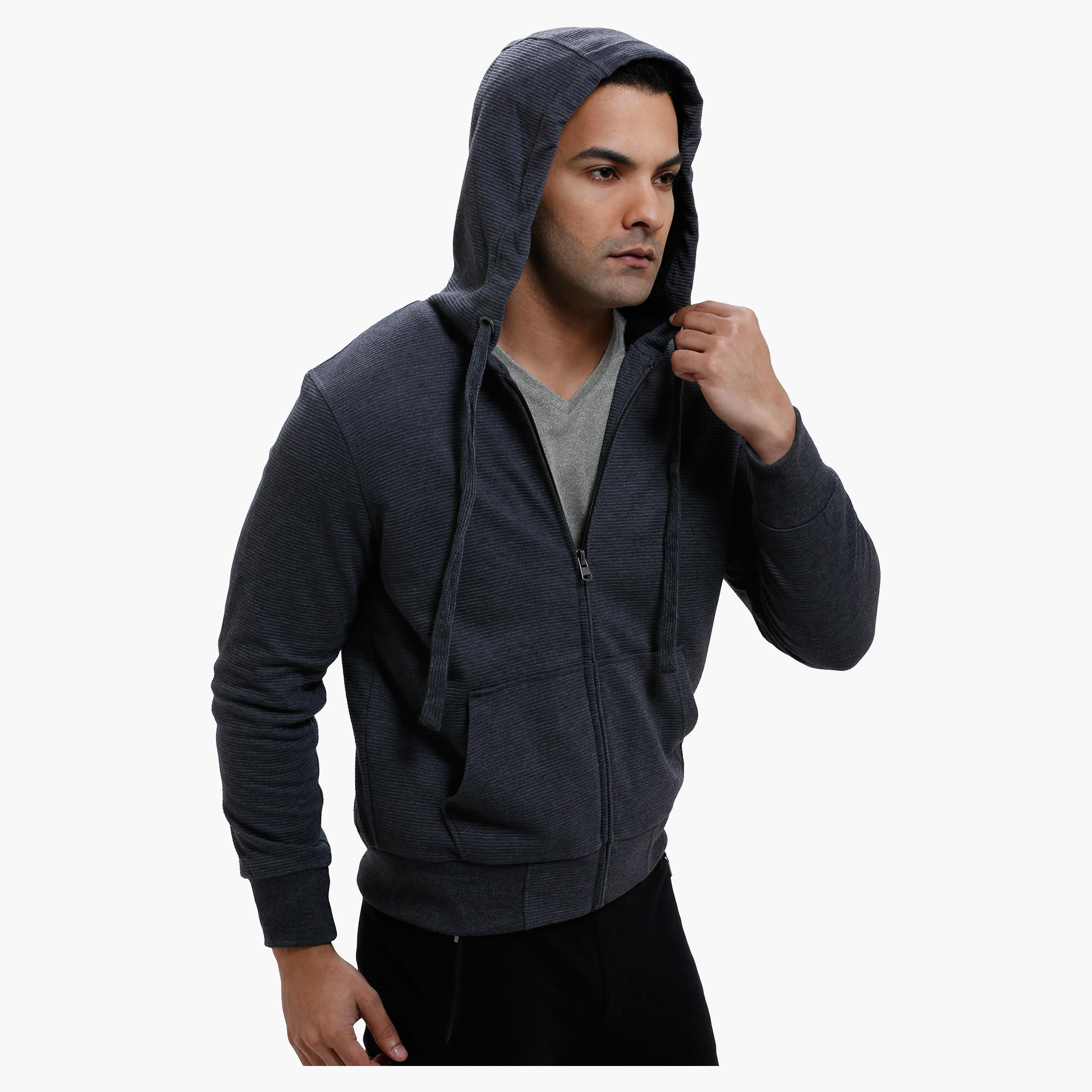 Hooded Long Sleeves Sweatshirt with Zip Closure-men-winterwear-hoodiesandsweatshirts-image-3