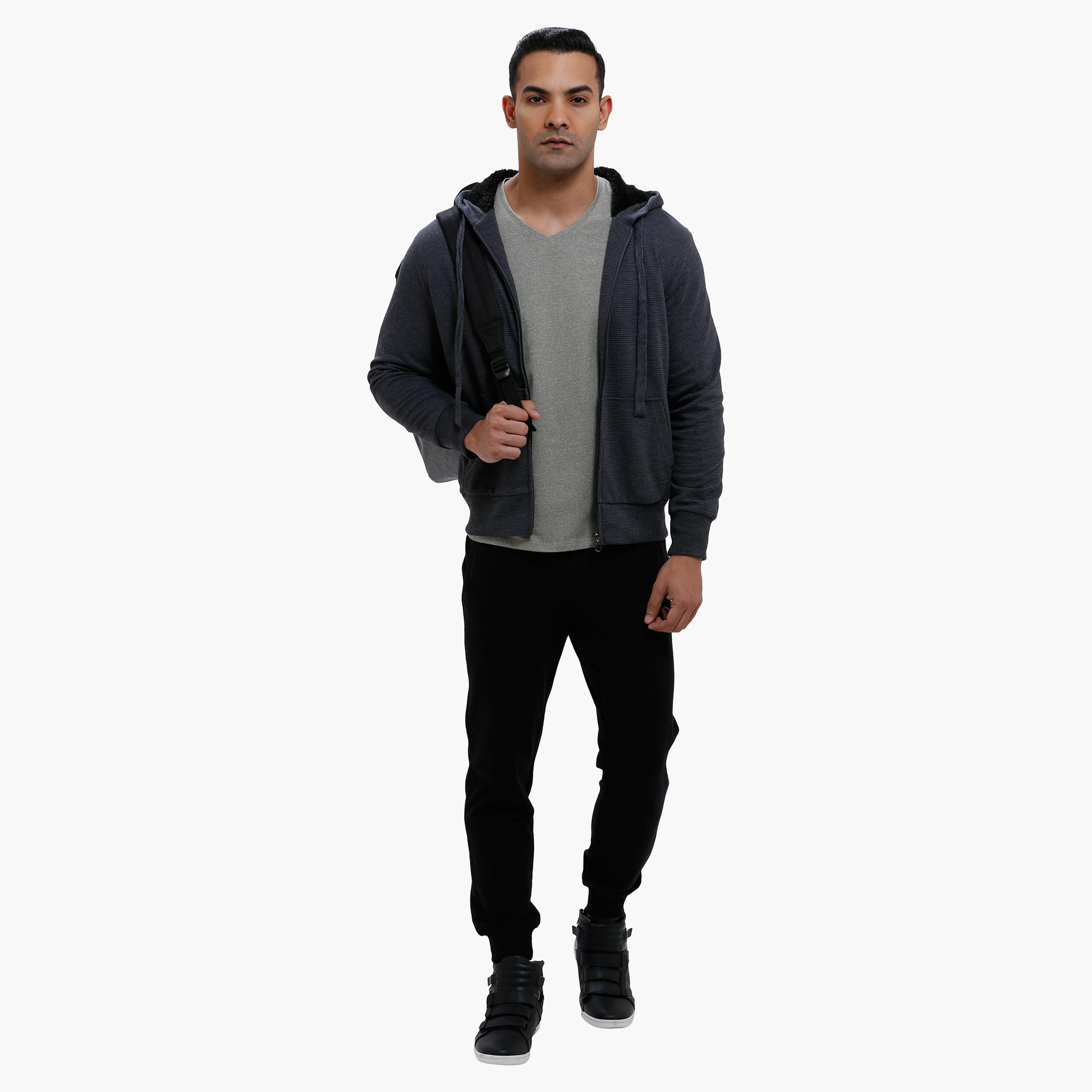 Hooded Long Sleeves Sweatshirt with Zip Closure-men-winterwear-hoodiesandsweatshirts-image-5