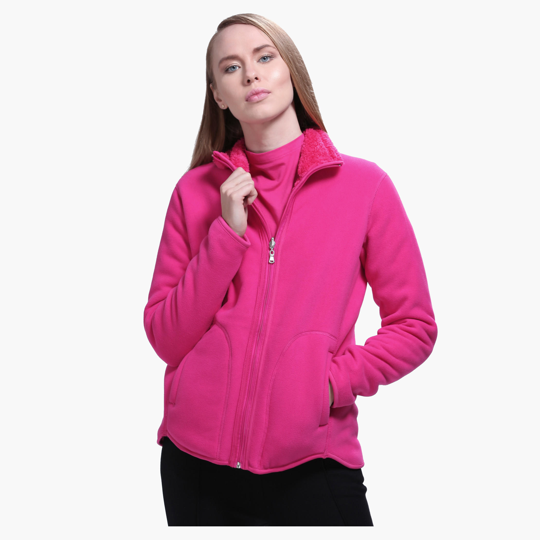 Zippered Jacket with Long Sleeves-women-winterwear-hoodiesandsweatshirts-sweatshirts-image-1