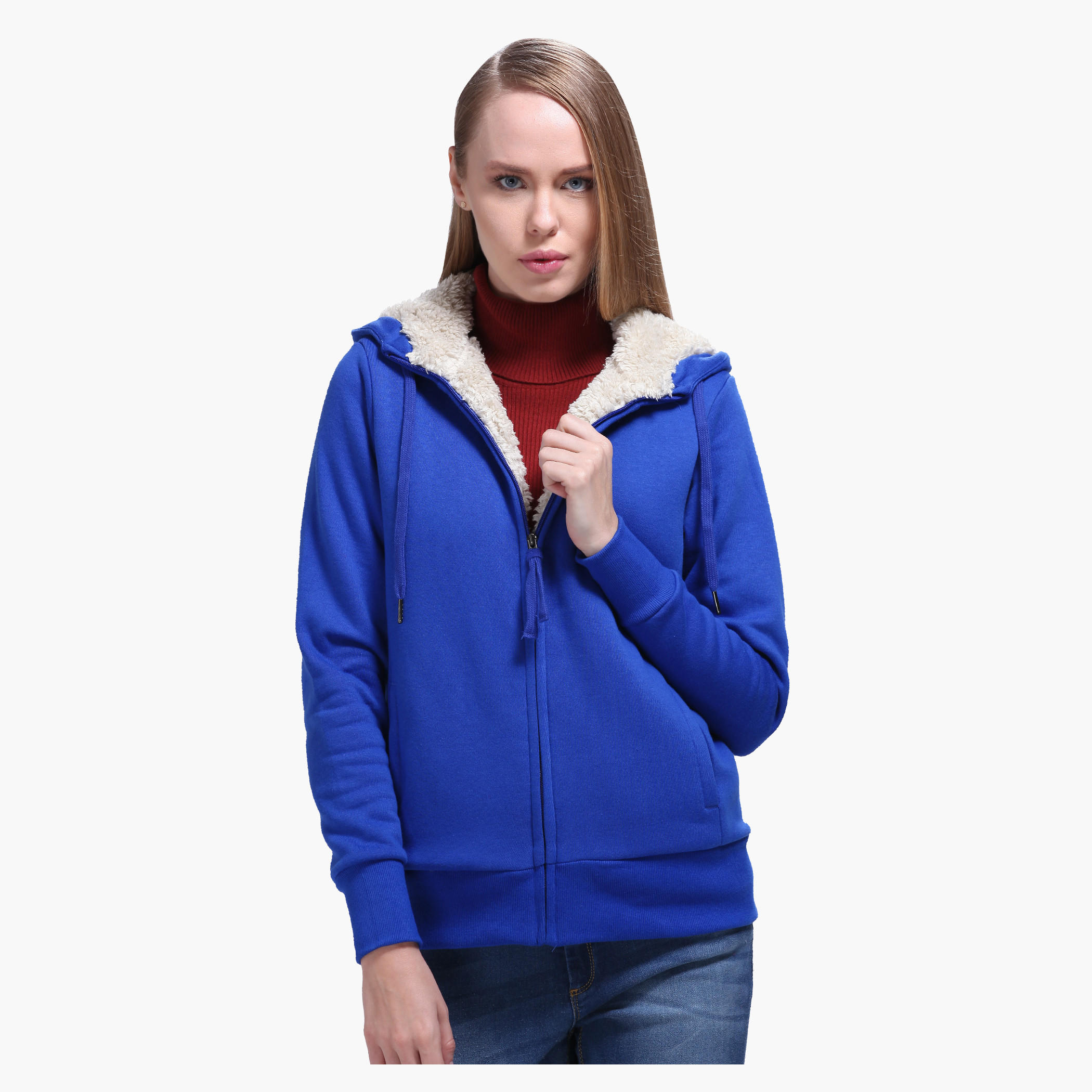 Solid Colour Hooded Jacket-women-winterwear-hoodiesandsweatshirts-hoodies-image-1