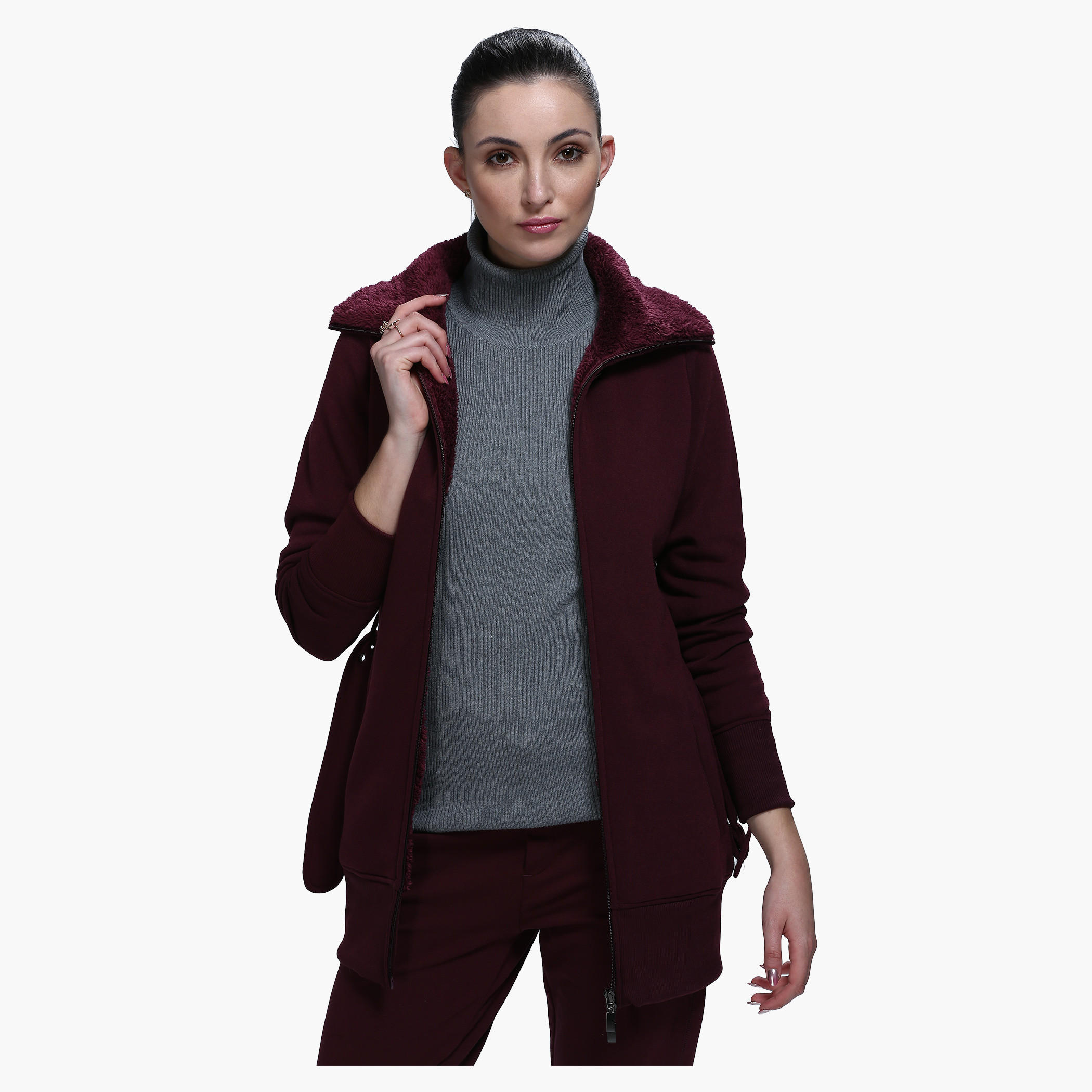 Long Sleeves Jacket with Ribbed Hem-women-winterwear-coatsandjackets-jackets-image-1
