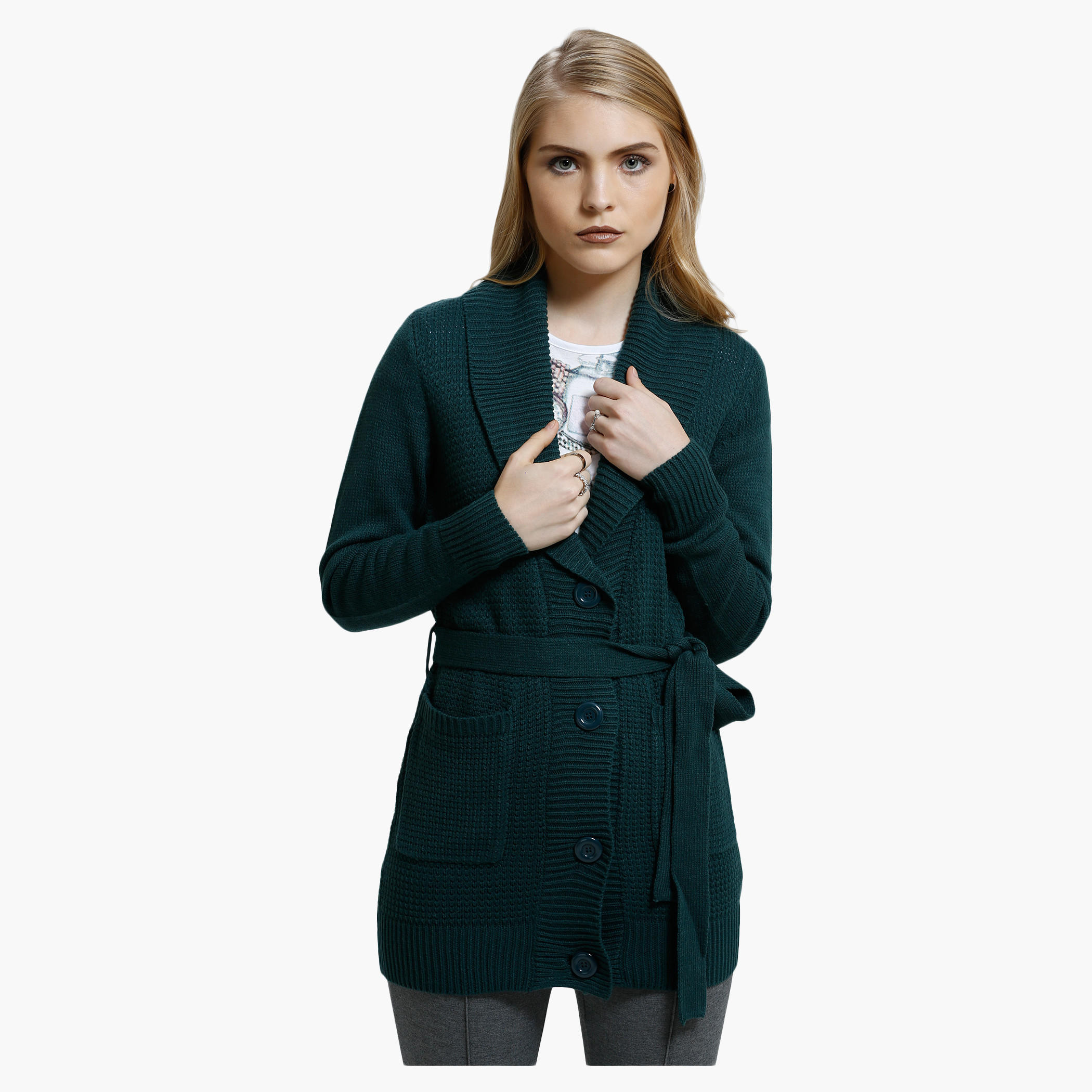 Knitted Front Open Jacket with Long Sleeves-women-clothing-cardigansandjumpers-jumpers-image-1