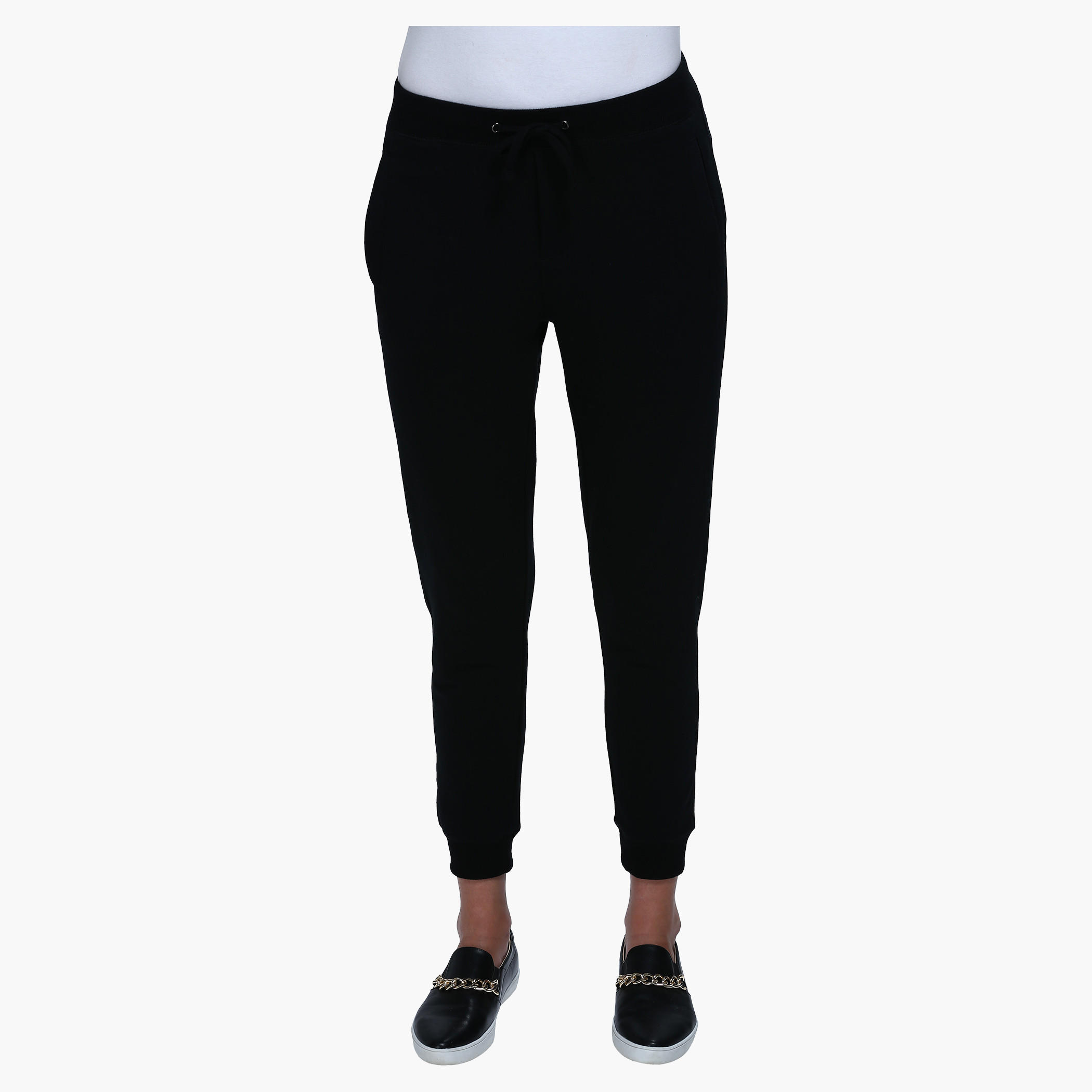 Knitted Jog Pants with Drawstring Waistband and Ribbed Cuffs-women-clothing-bottoms-joggers-image-1