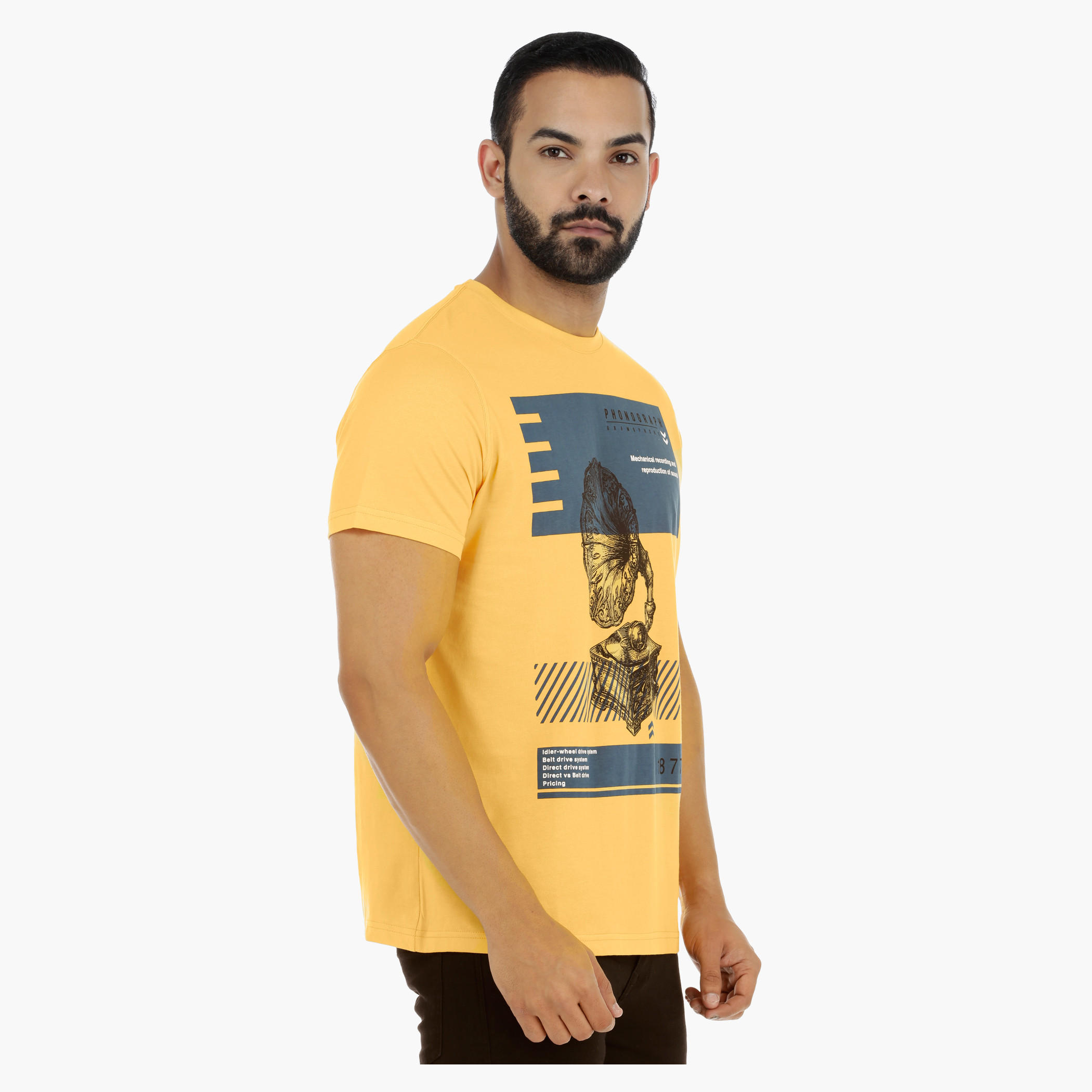 Printed Crew Neck T-Shirt with Short Sleeves-men-clothing-tshirtsandpolos-tshirts-image-3