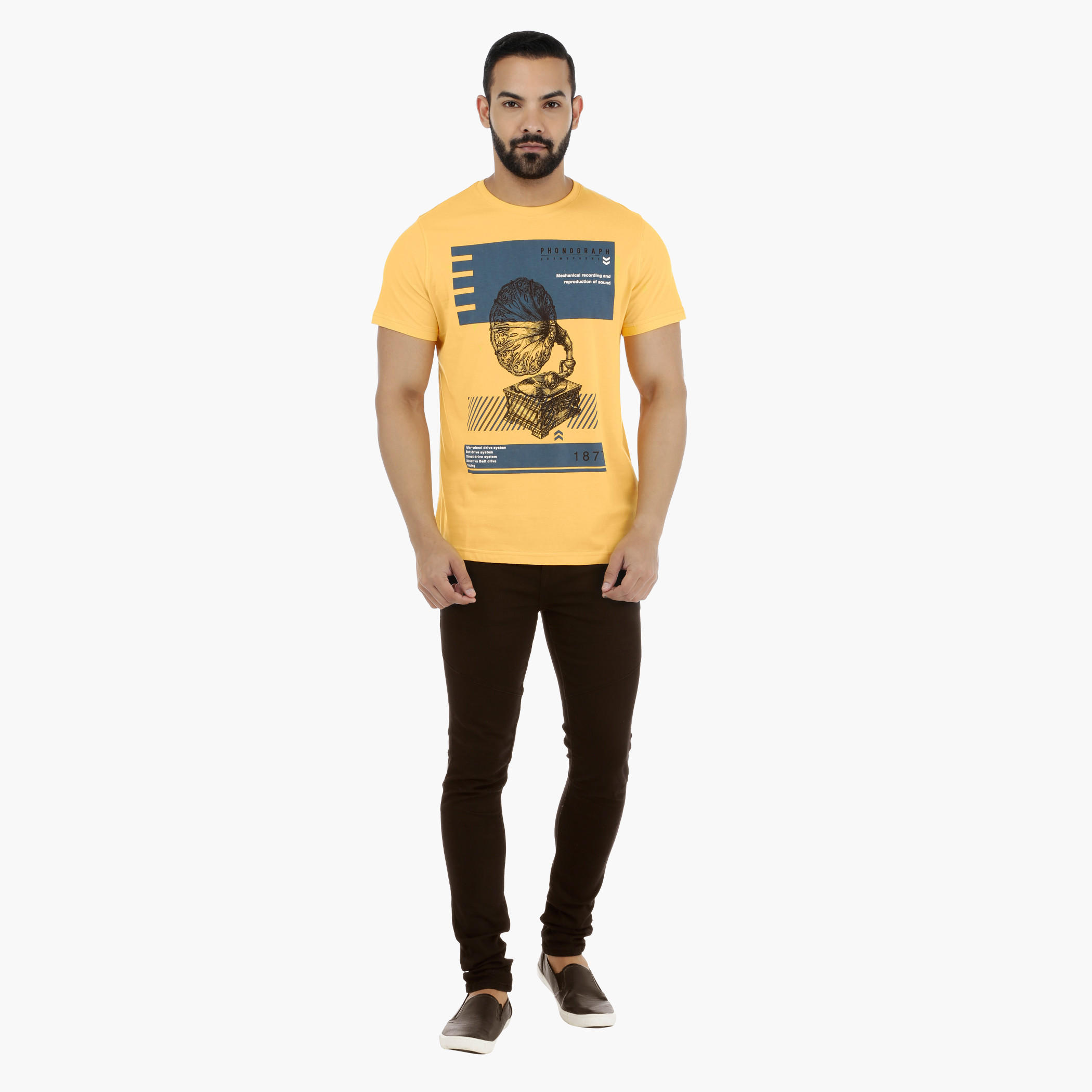 Printed Crew Neck T-Shirt with Short Sleeves-men-clothing-tshirtsandpolos-tshirts-image-5