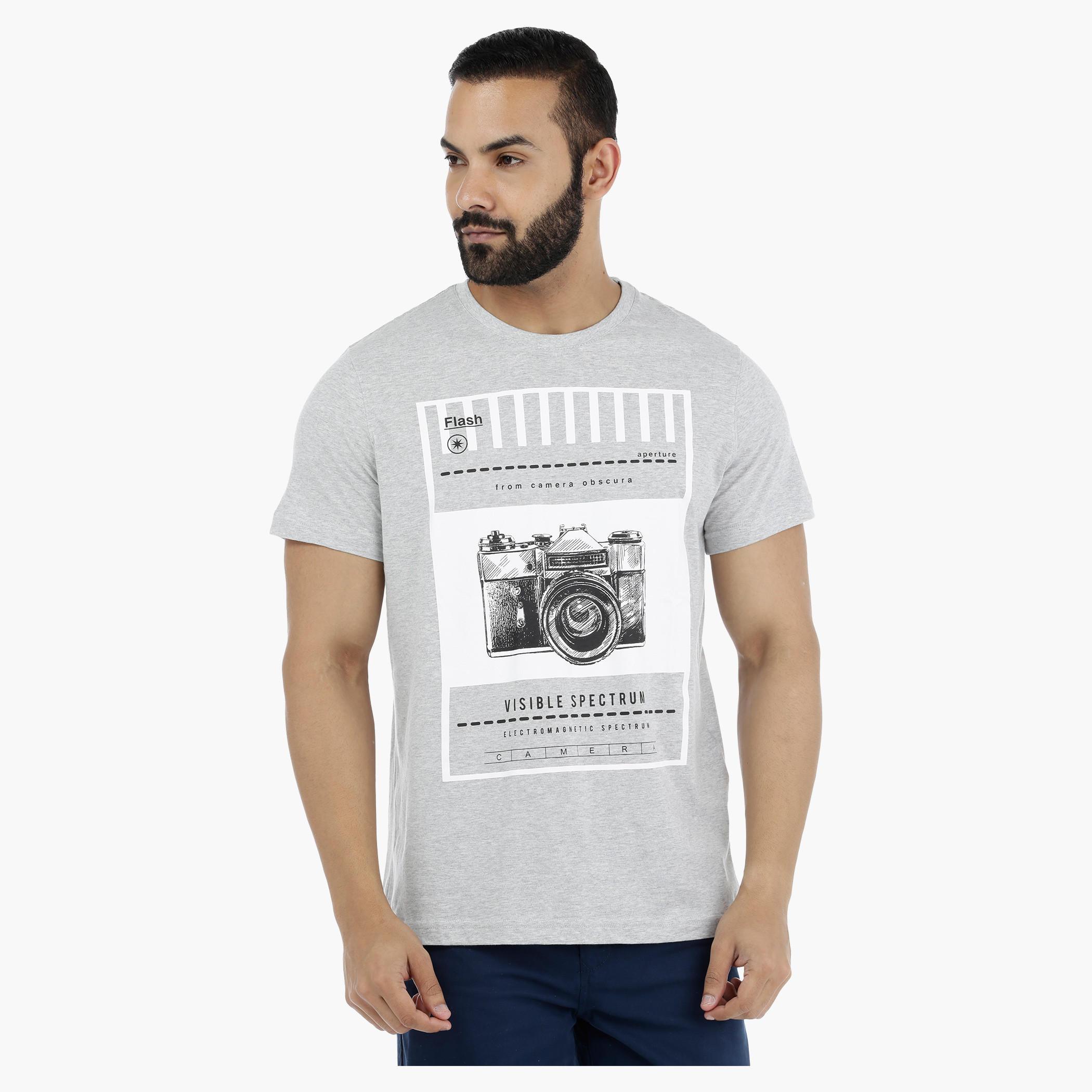 Printed Crew Neck T-Shirt with Short Sleeves-men-clothing-tshirtsandpolos-tshirts-image-1