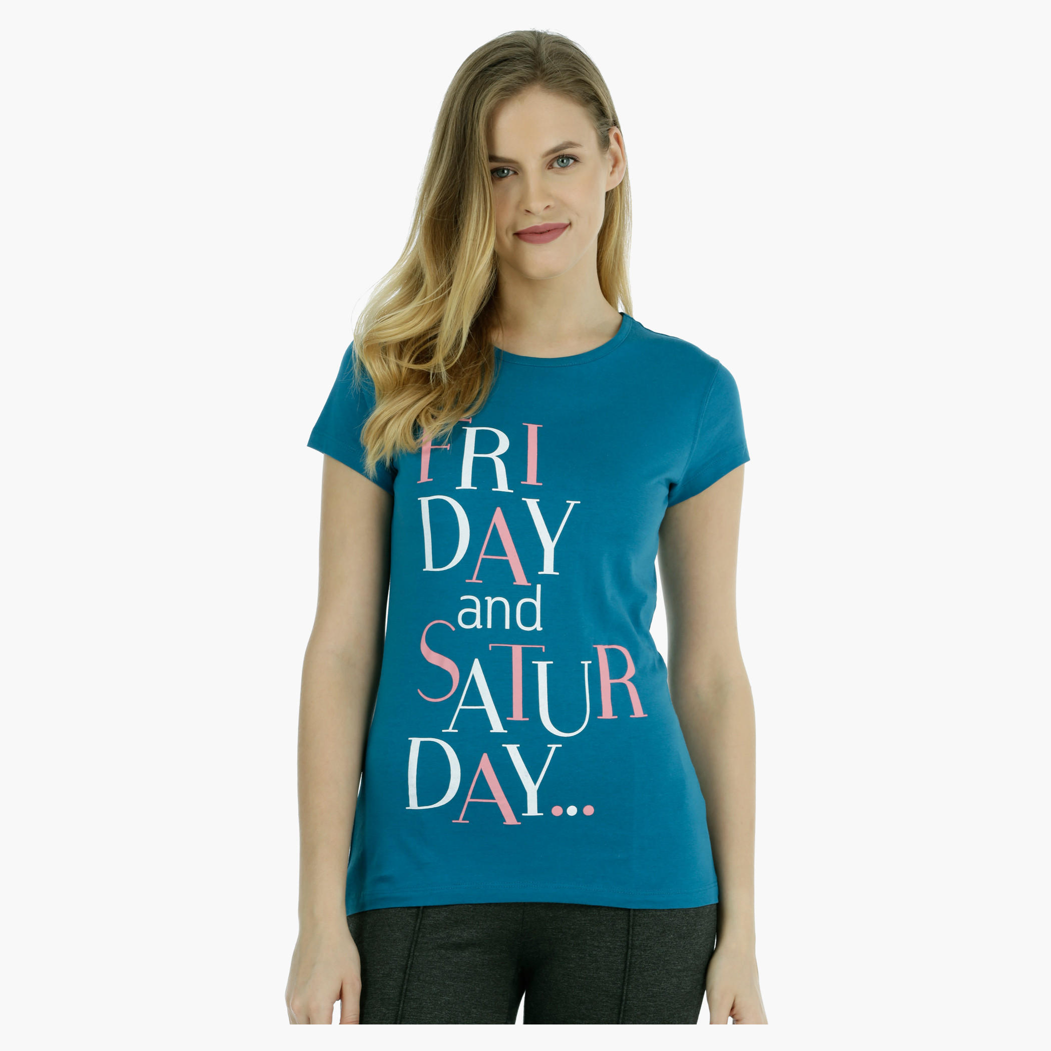 Basic Printed Short-sleeved T-shirt with Bio-wash-women-clothing-tshirts-image-5