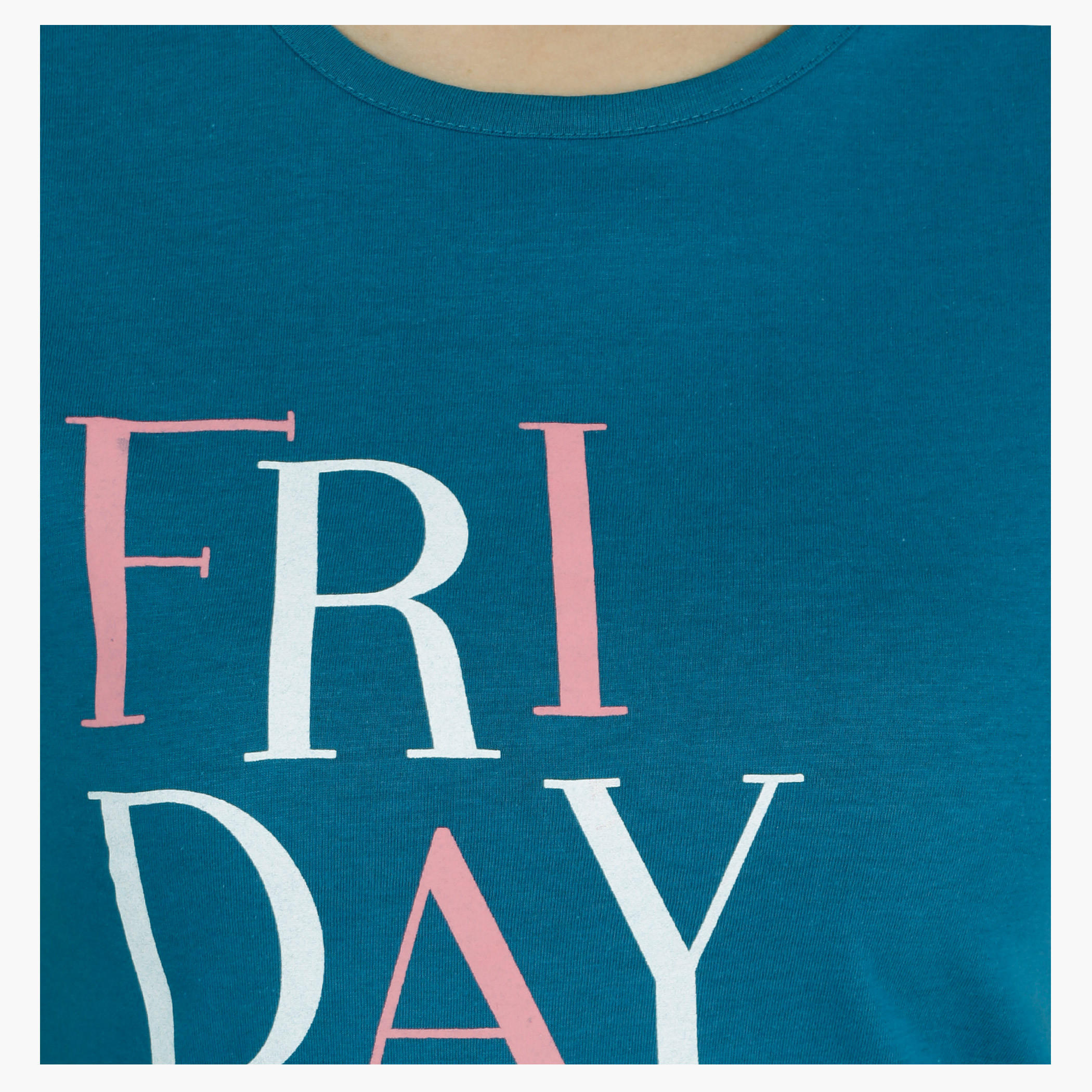 Basic Printed Short-sleeved T-shirt with Bio-wash-women-clothing-tshirts-image-2