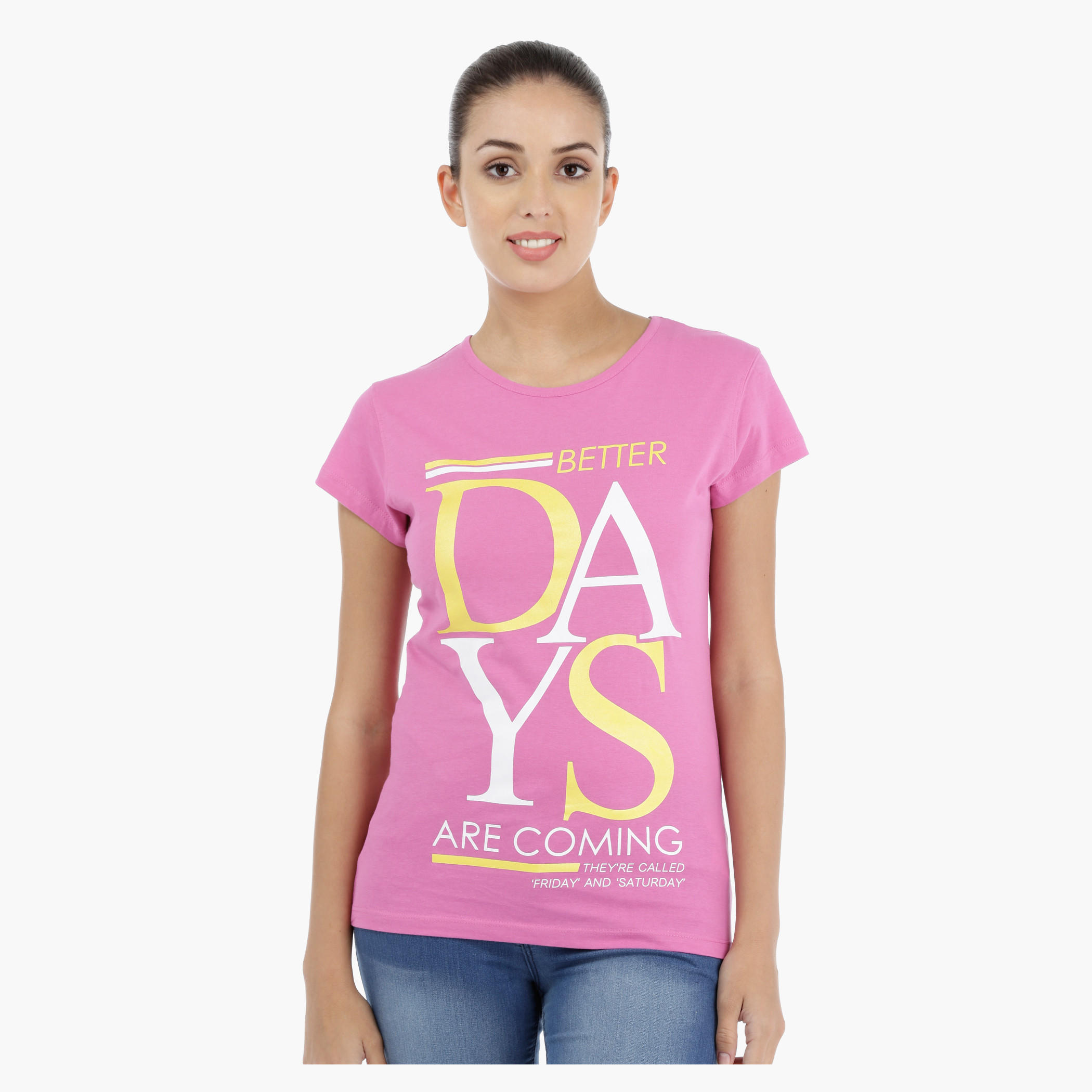 Printed T-Shirt with Short Sleeves-women-clothing-tshirts-image-1