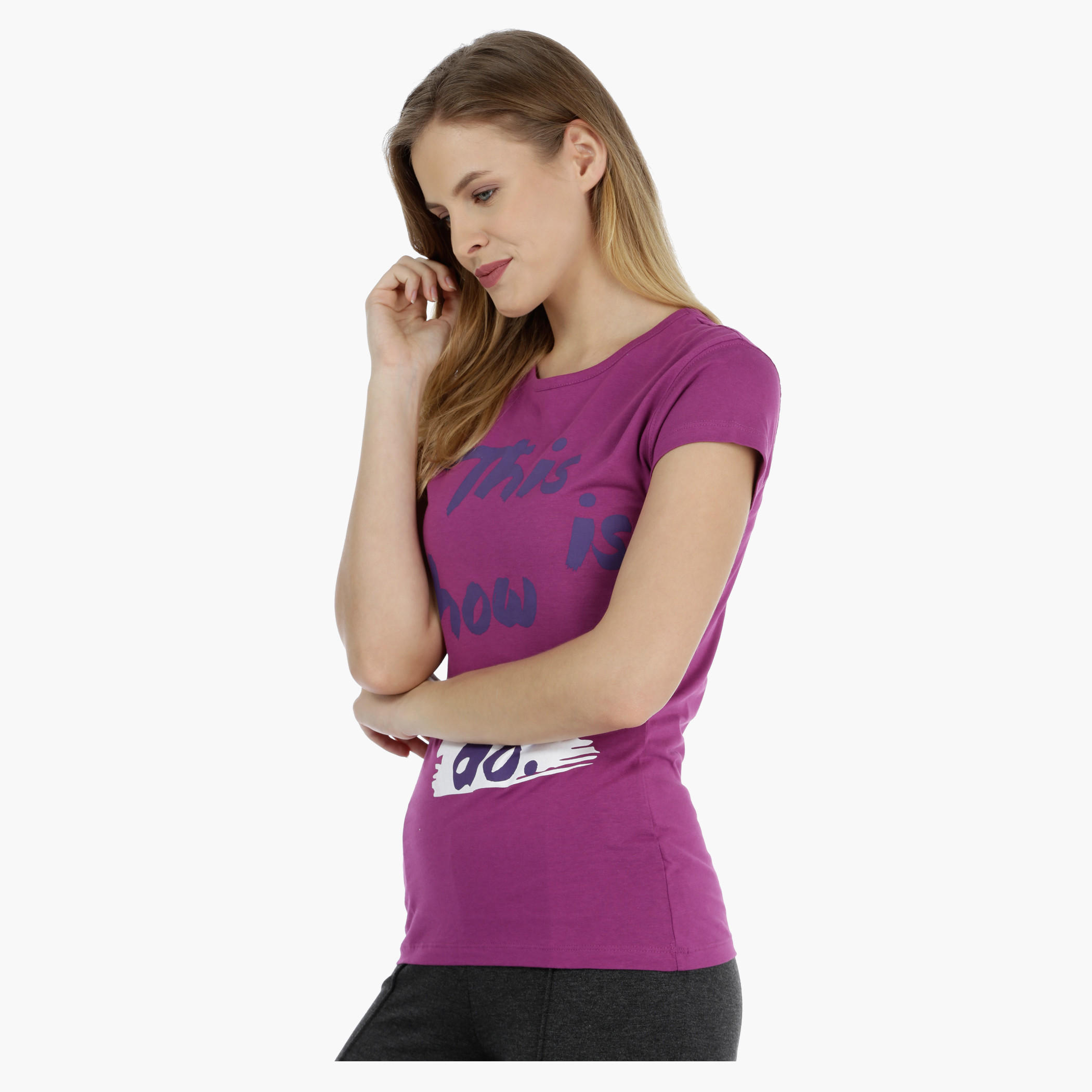 Basic Printed Short-sleeved T-shirt with Bio-wash-women-clothing-tshirts-image-3
