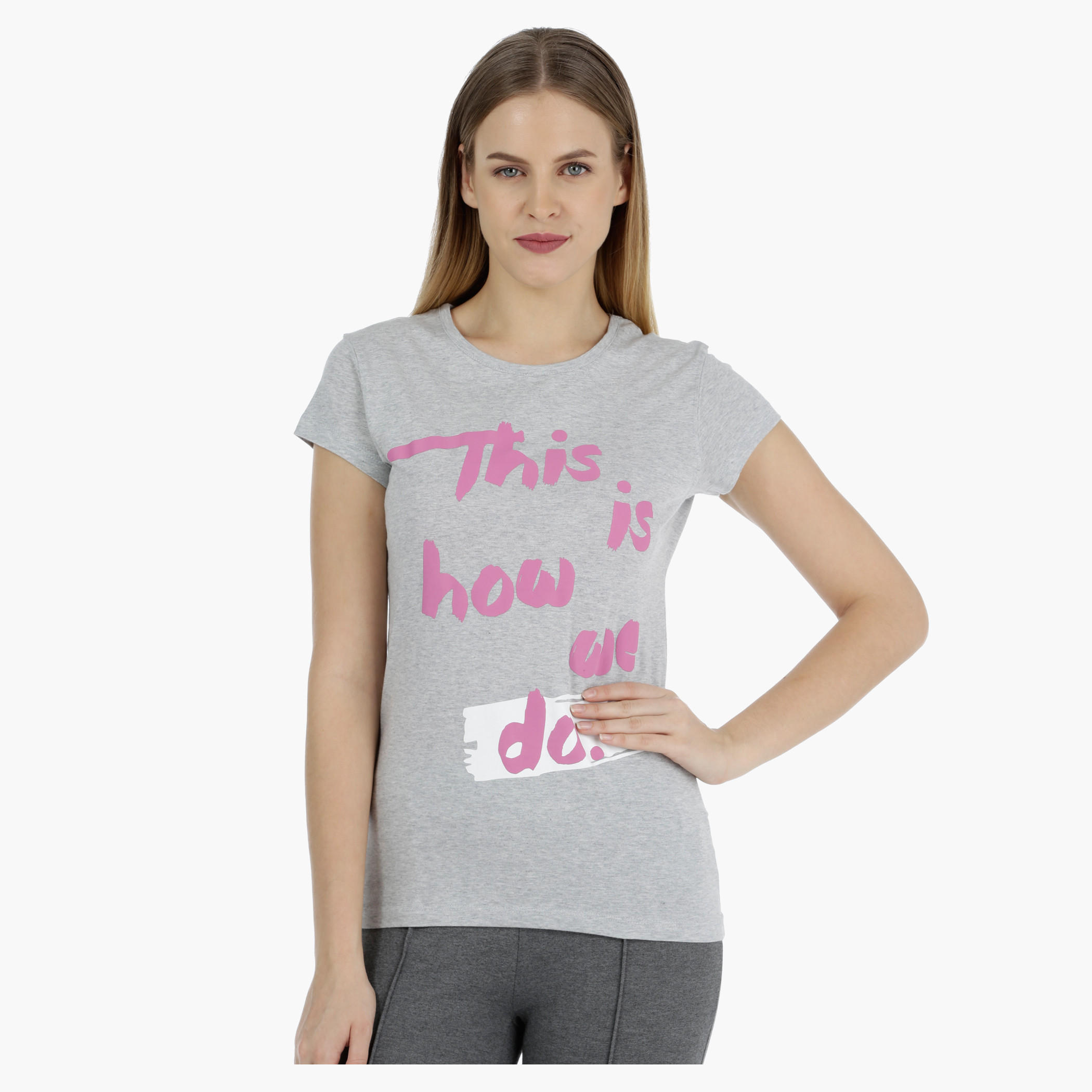 Basic Printed Short-sleeved T-shirt with Bio-wash-women-clothing-tshirts-image-5
