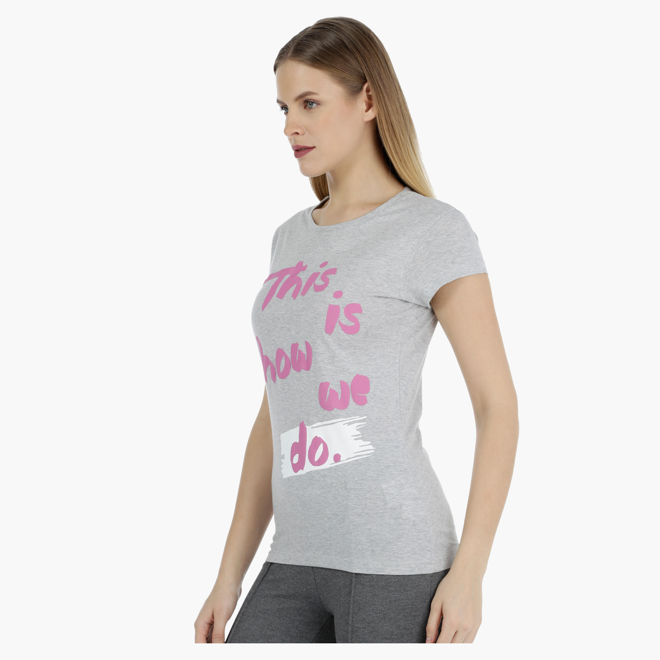 Basic Printed Short-sleeved T-shirt with Bio-wash-women-clothing-tshirts-image-3