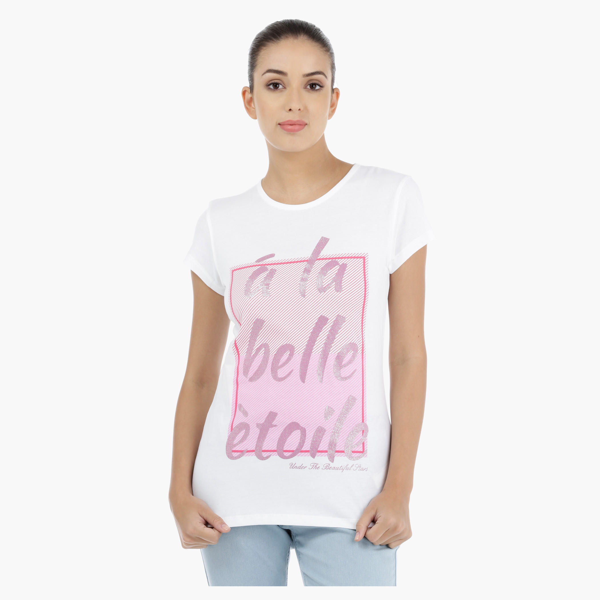Printed T-Shirt with Short Sleeves-women-clothing-tshirts-image-5