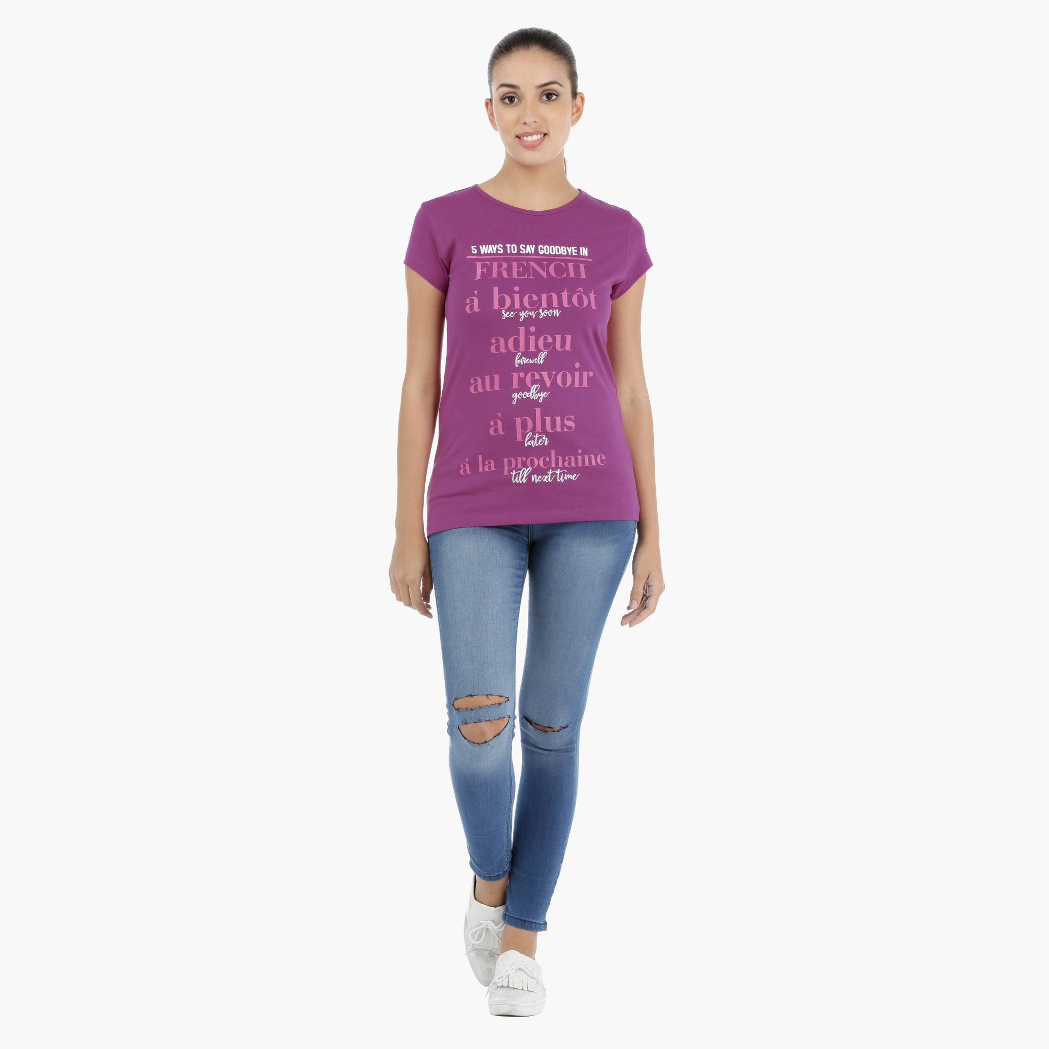Printed T-Shirt with Short Sleeves-women-clothing-tshirts-image-1