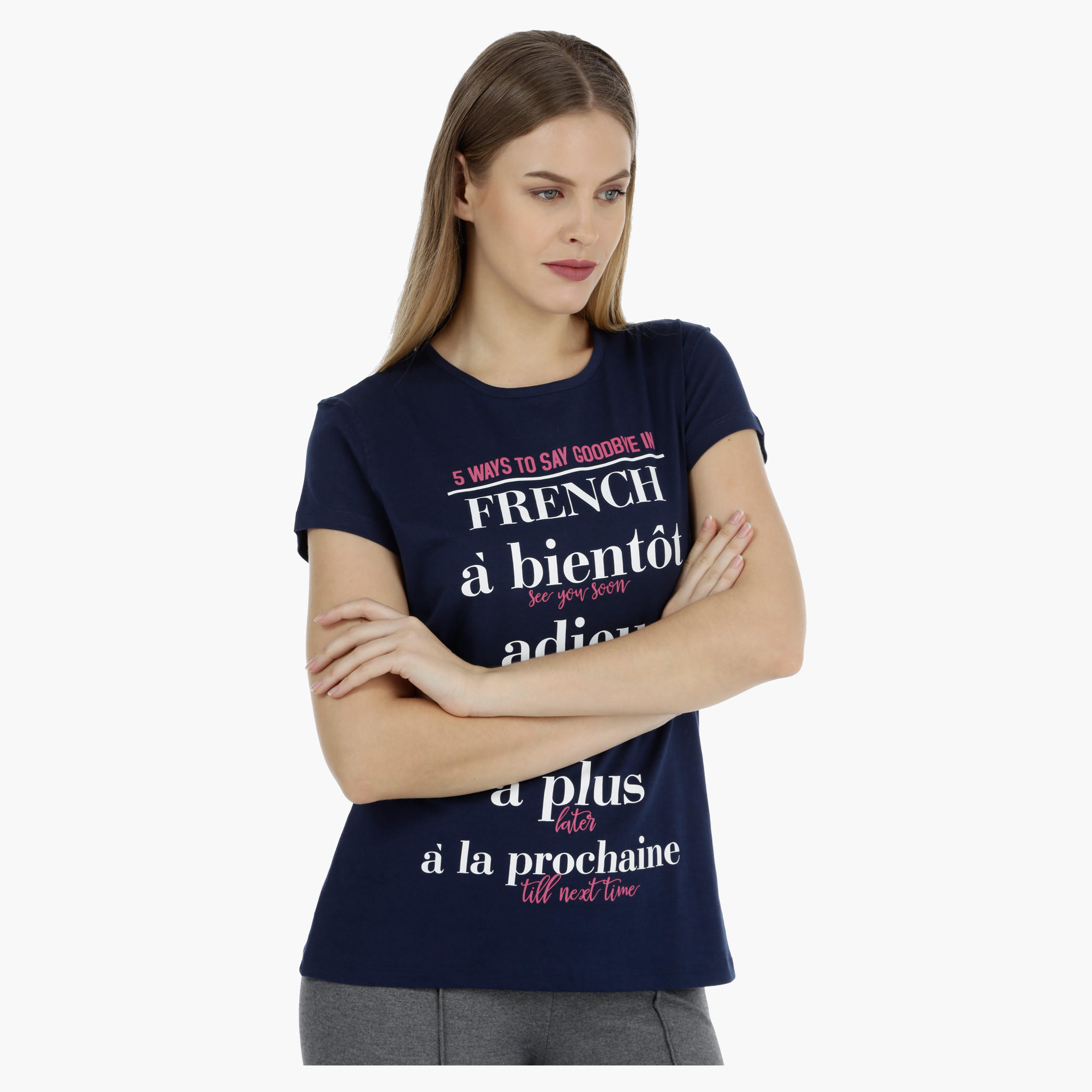 Basic Printed Short-sleeved T-shirt with Bio-wash-women-clothing-tshirts-image-5