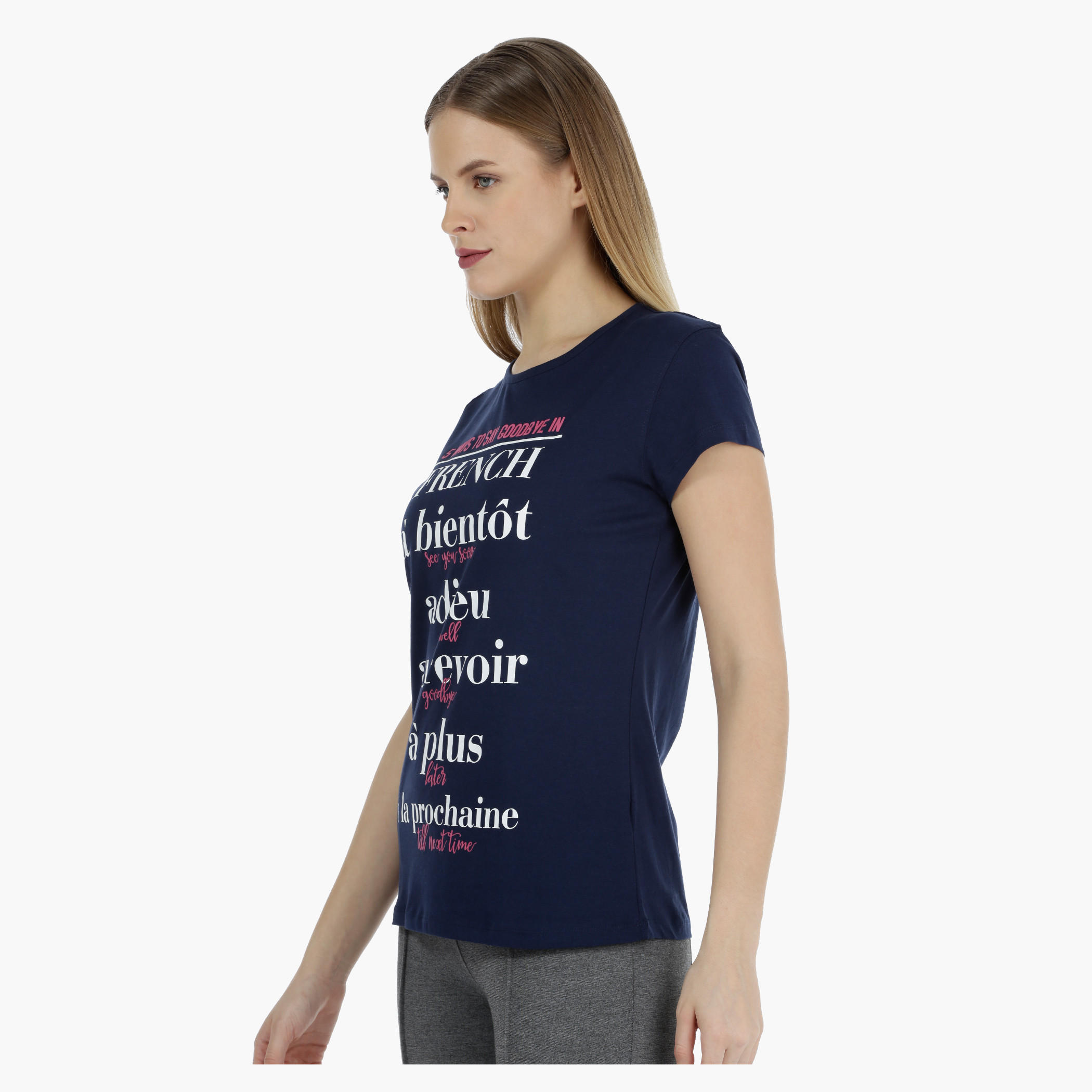 Basic Printed Short-sleeved T-shirt with Bio-wash-women-clothing-tshirts-image-3