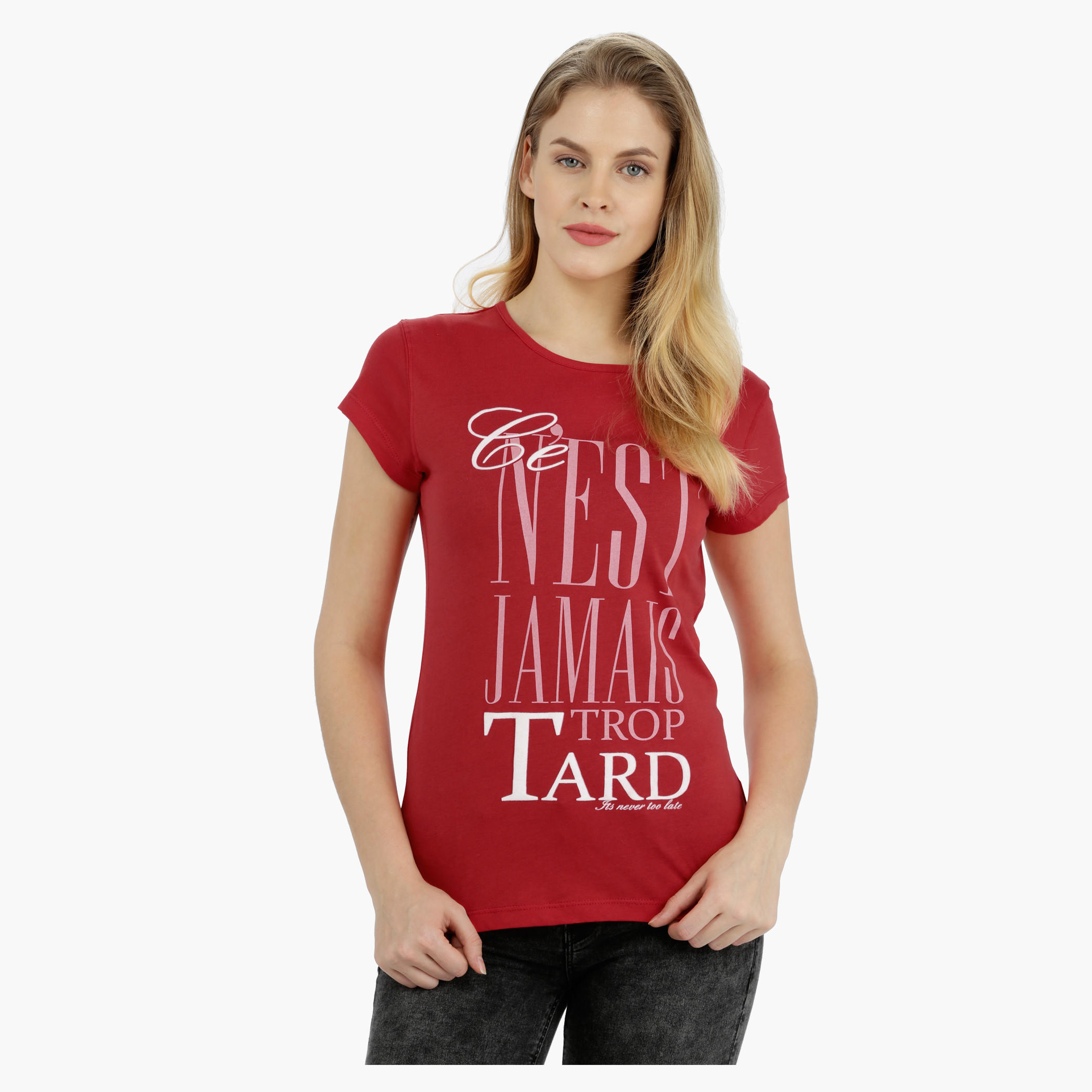 Printed Short Sleeves Round Neck Cotton T-Shirt-women-clothing-tshirts-image-1