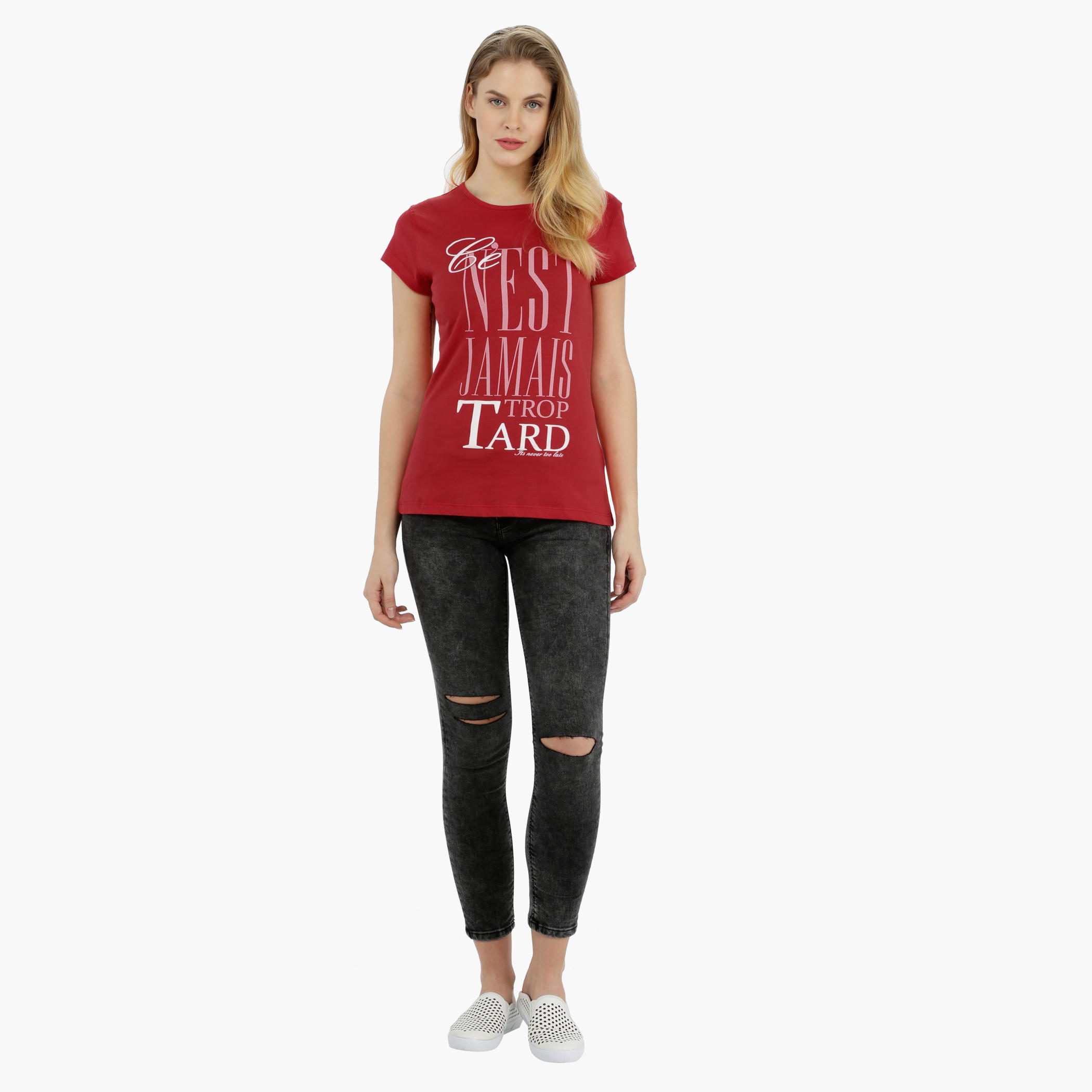 Printed Short Sleeves Round Neck Cotton T-Shirt-women-clothing-tshirts-image-5