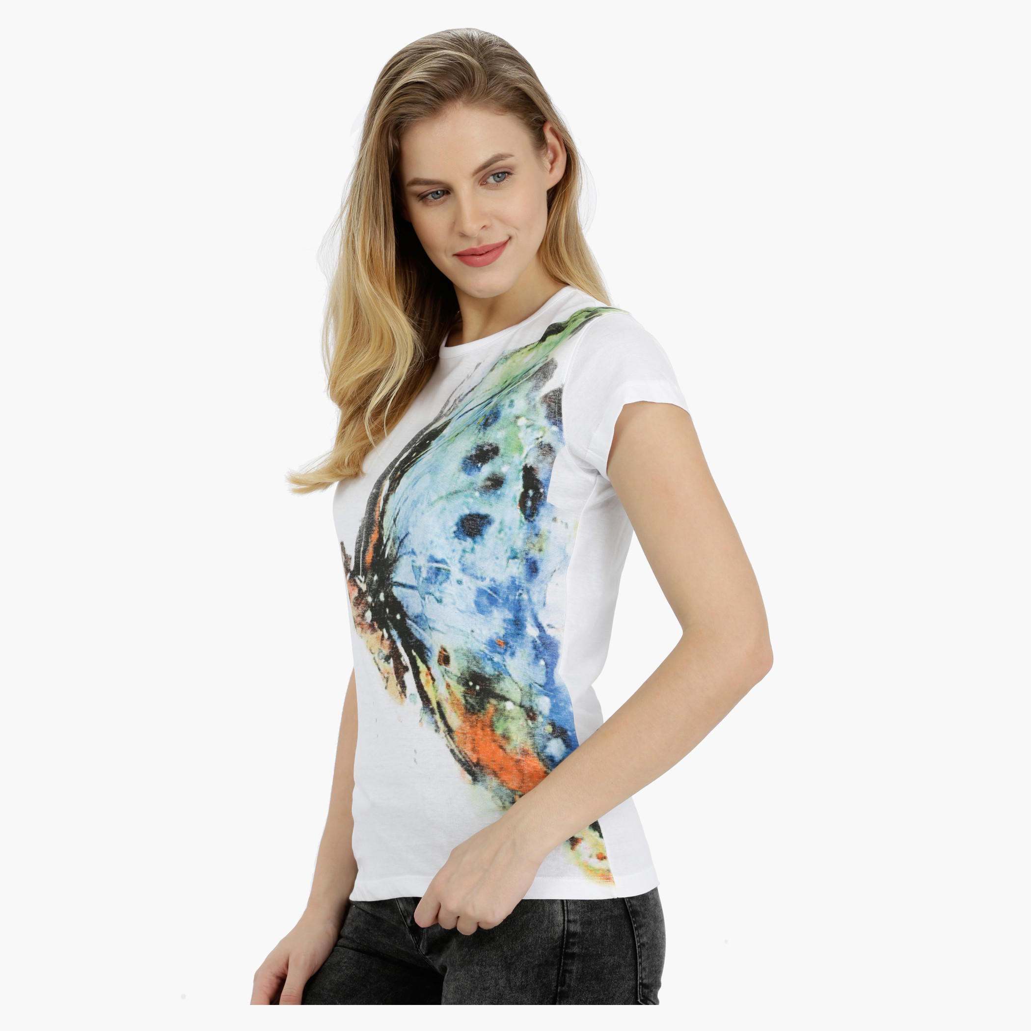 Printed Short Sleeves Round Neck Cotton T-Shirt-women-clothing-tshirts-image-3