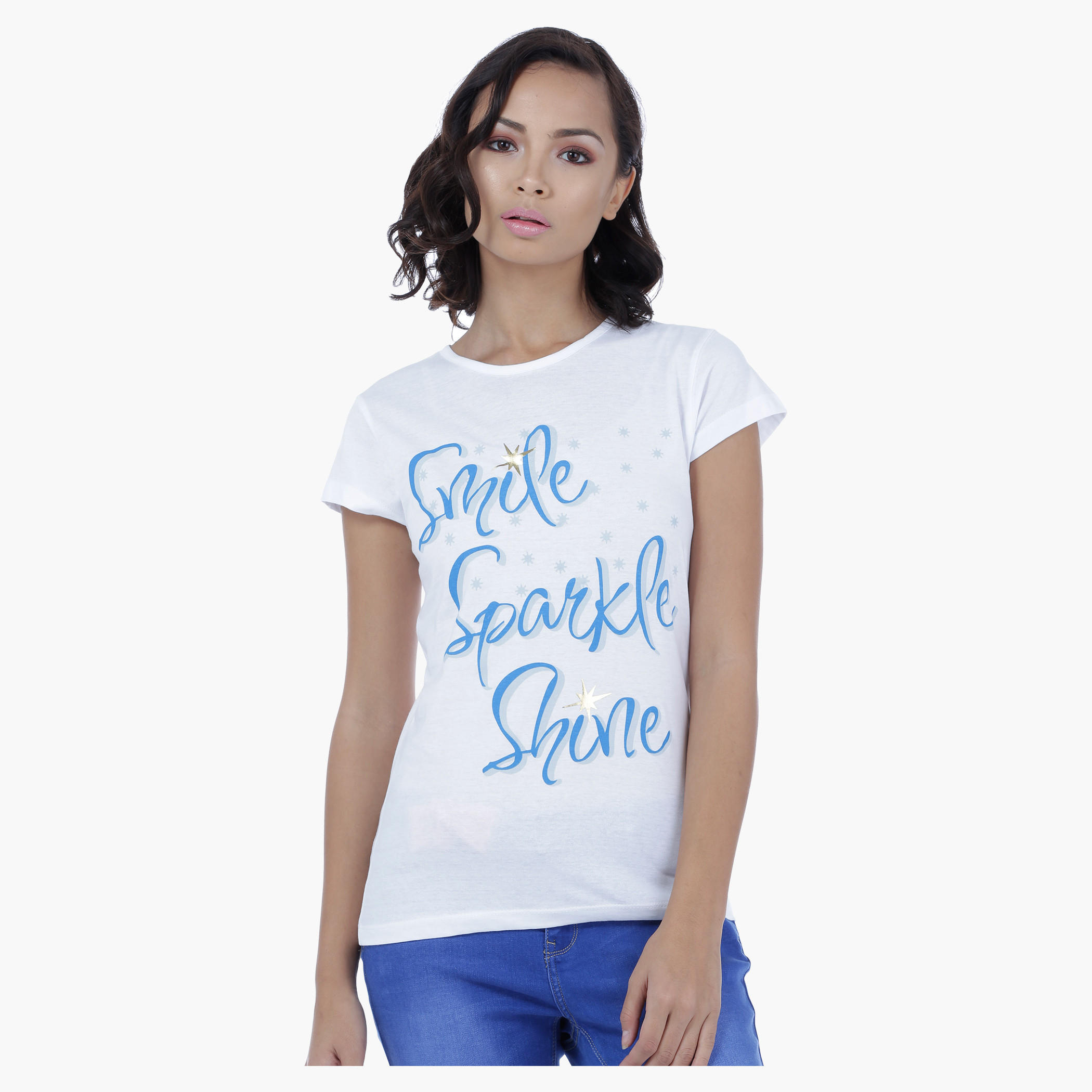 Printed T-Shirt with Short Sleeves-women-clothing-tshirts-image-1
