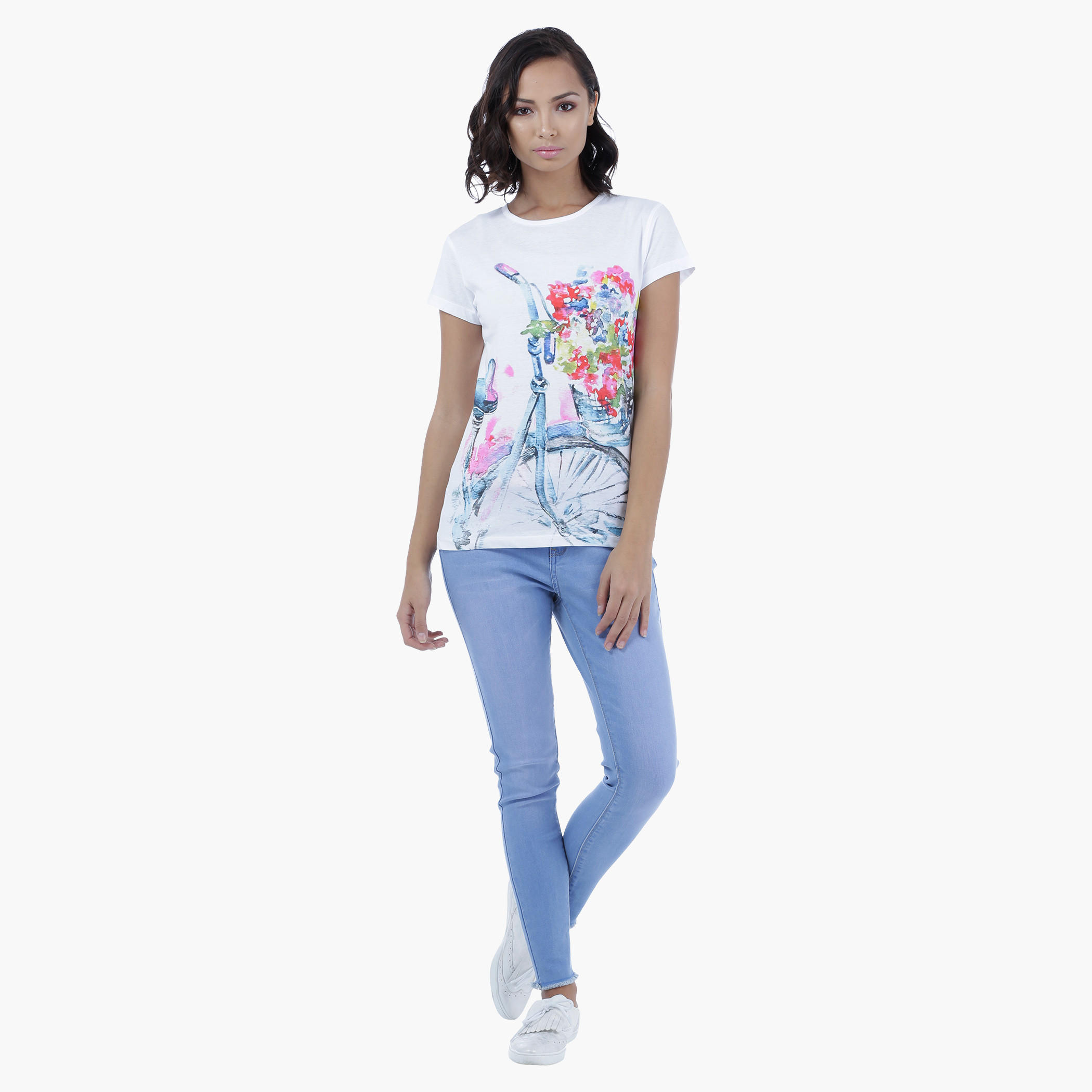 Printed T-Shirt with Short Sleeves-women-clothing-tshirts-image-1
