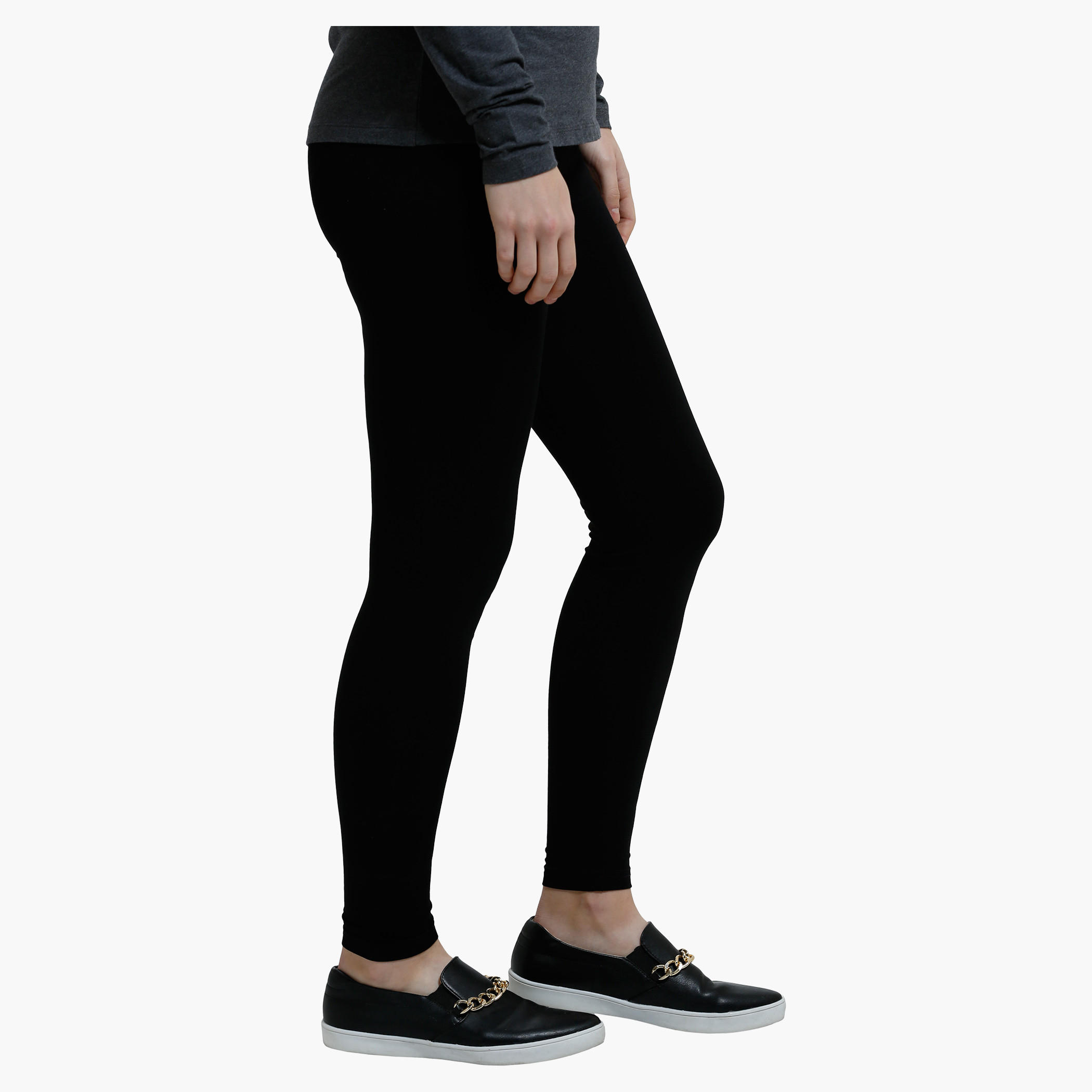 Full Length Leggings with Elasticised Waistband in Slim Fit-women-clothing-bottoms-leggings-image-3