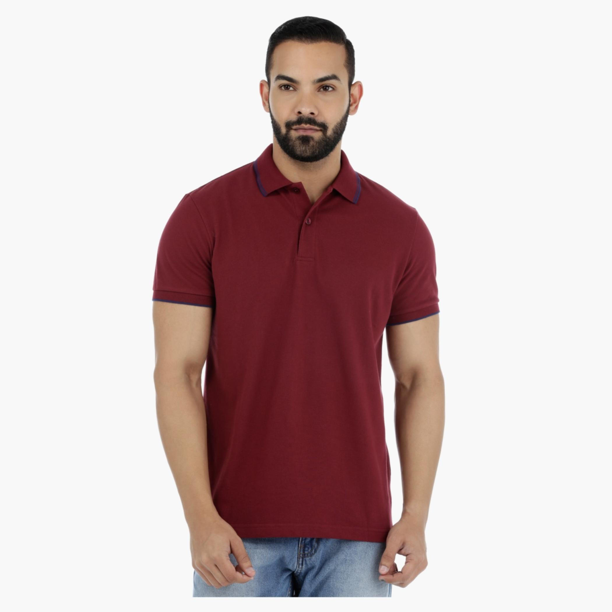 Pique Polo Neck T-Shirt with Short Sleeves-men-clothing-tshirtsandpolos-polos-image-6