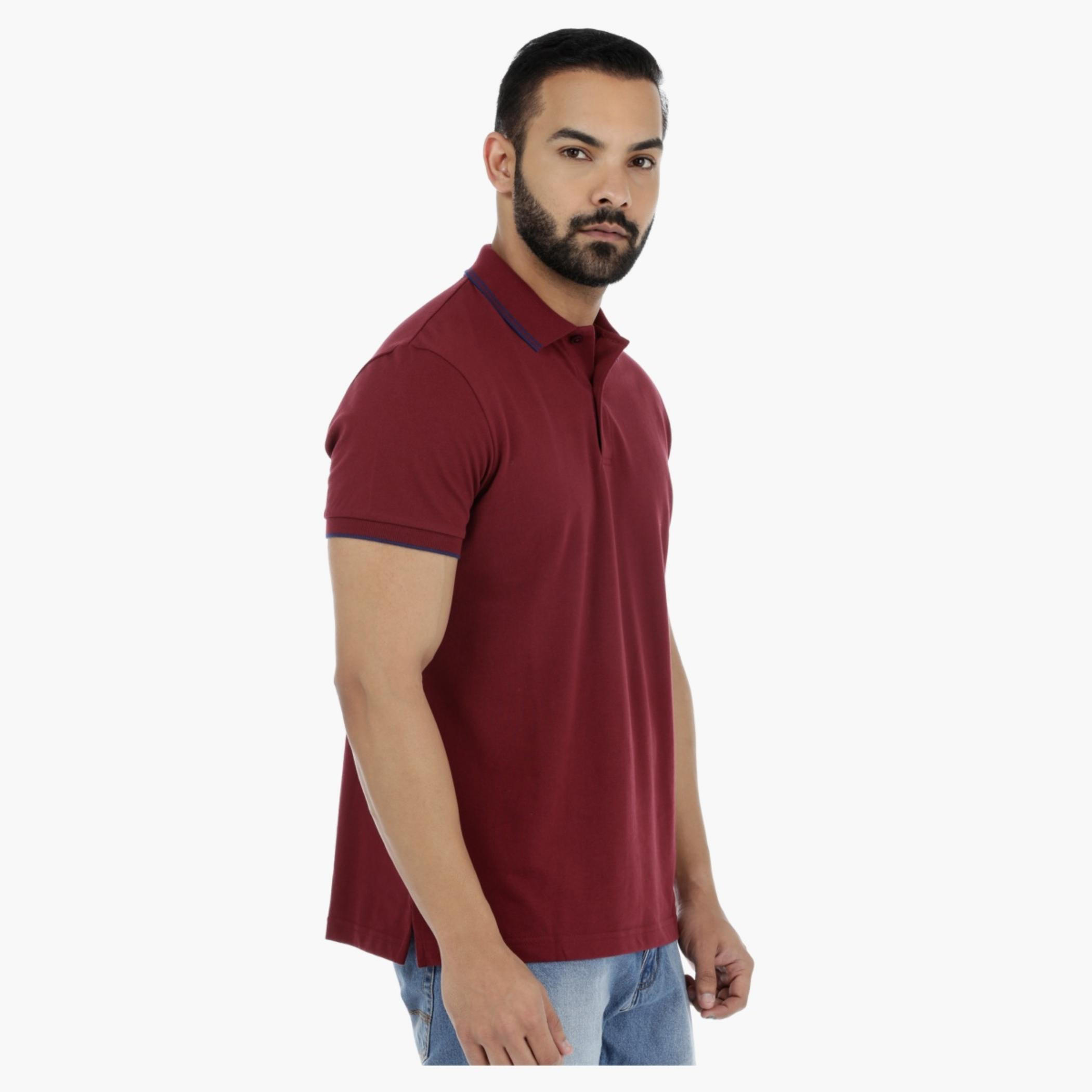 Pique Polo Neck T-Shirt with Short Sleeves-men-clothing-tshirtsandpolos-polos-image-8