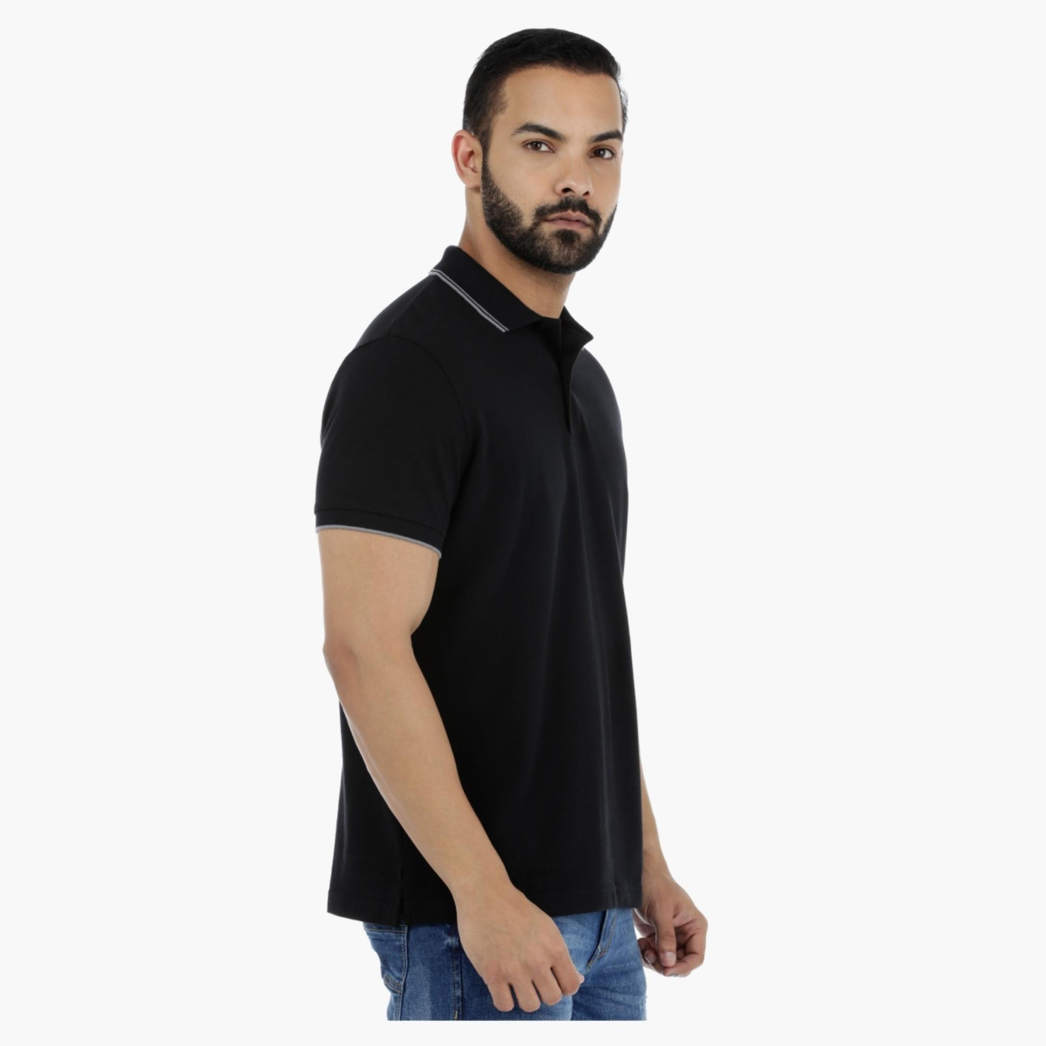 Pique Polo Neck T-Shirt with Short Sleeves-men-clothing-tshirtsandpolos-polos-image-13