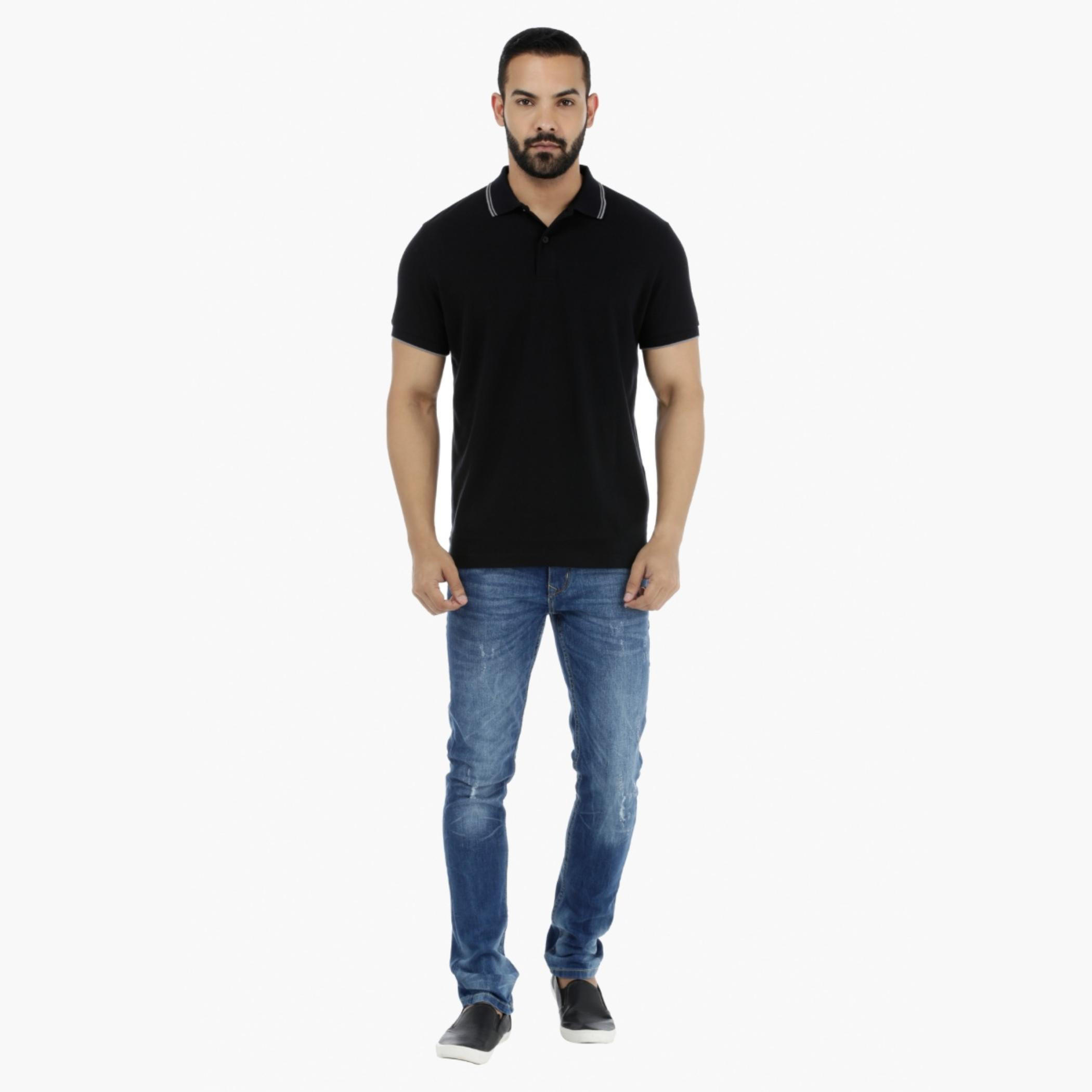 Pique Polo Neck T-Shirt with Short Sleeves-men-clothing-tshirtsandpolos-polos-image-15