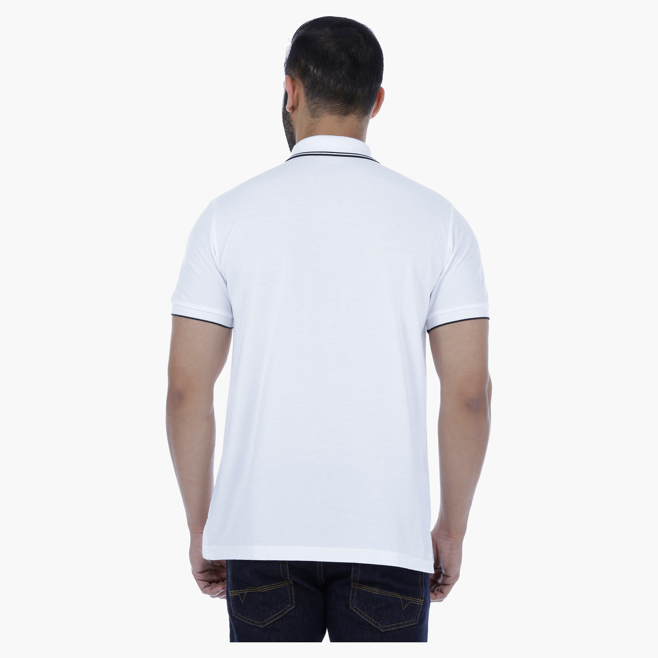 Polo Neck T-Shirt with Short Sleeves and Tipped Collar-men-clothing-tshirtsandpolos-polos-image-2