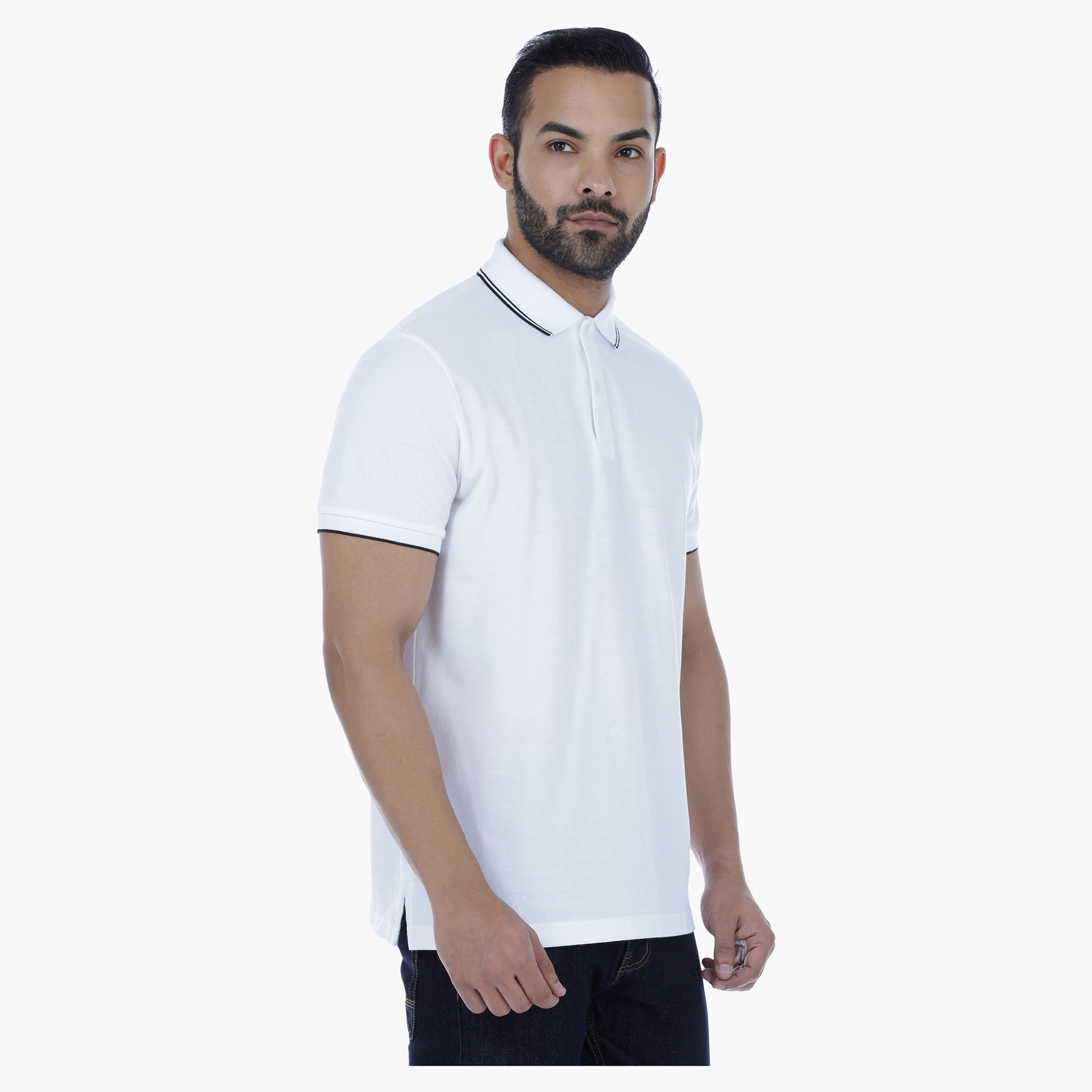 Polo Neck T-Shirt with Short Sleeves and Tipped Collar-men-clothing-tshirtsandpolos-polos-image-3