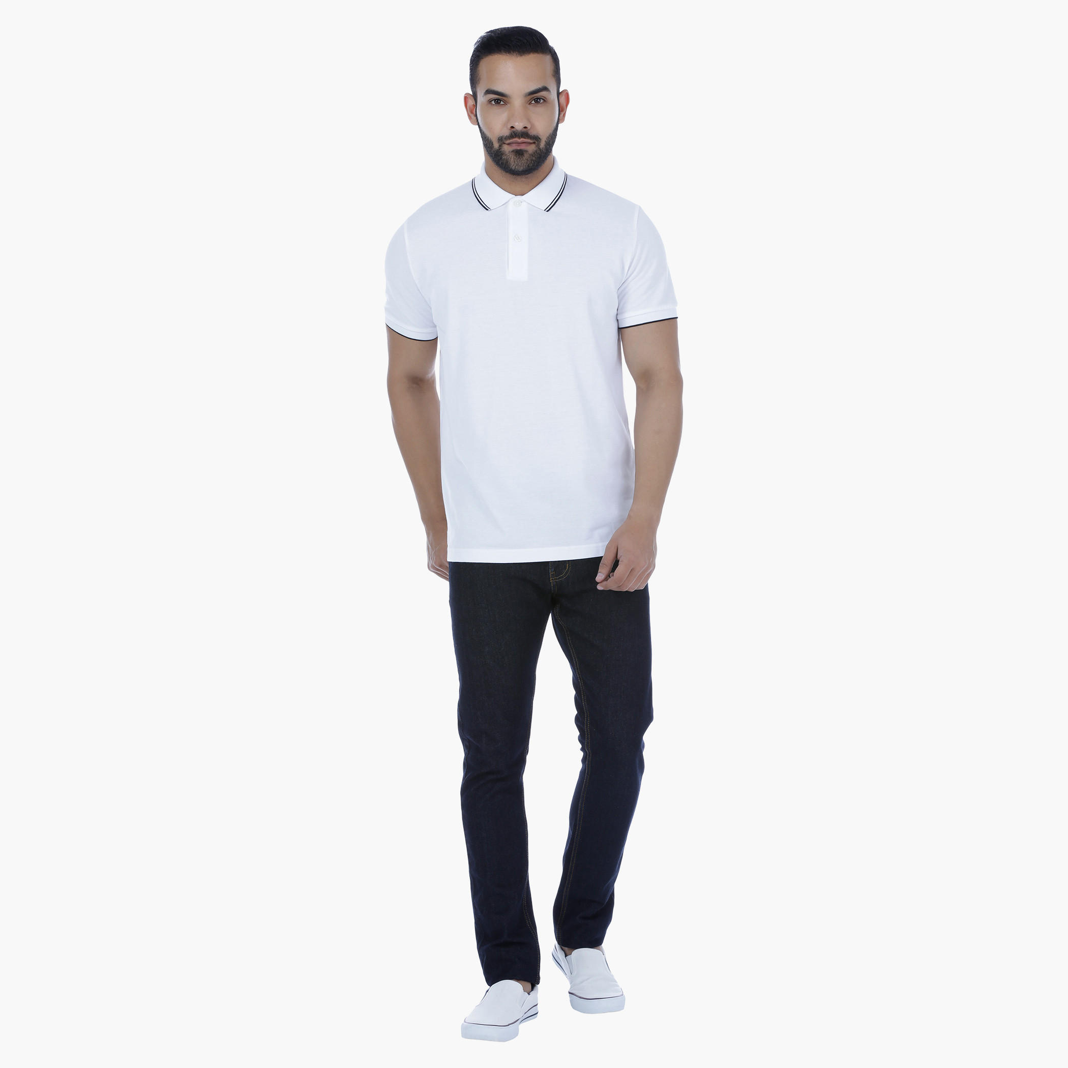 Polo Neck T-Shirt with Short Sleeves and Tipped Collar-men-clothing-tshirtsandpolos-polos-image-5