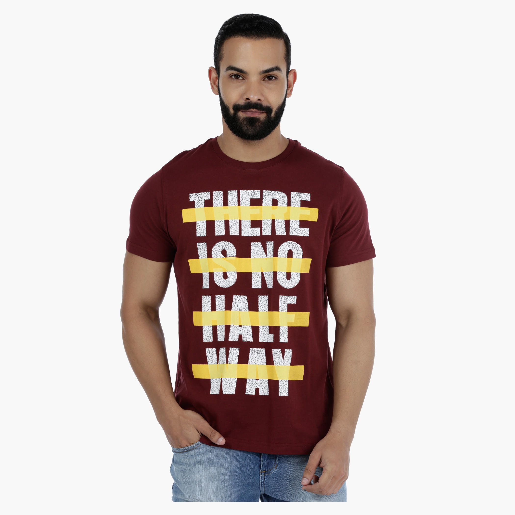 Printed Round Neck Short Sleeves Cotton T-Shirt-men-clothing-tshirtsandpolos-tshirts-image-1