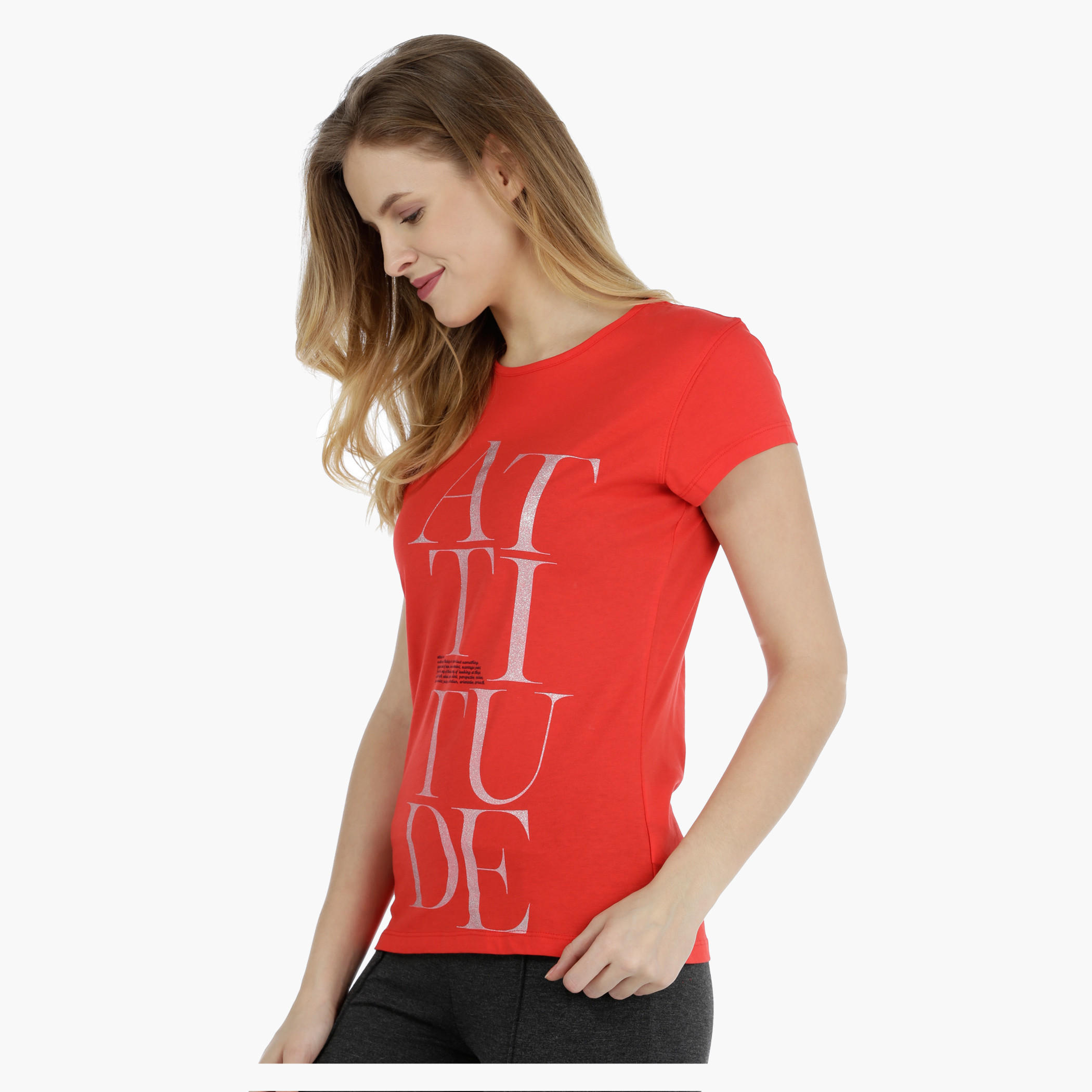 Basic Printed Short-sleeved T-shirt with Bio-wash-women-clothing-tshirts-image-3
