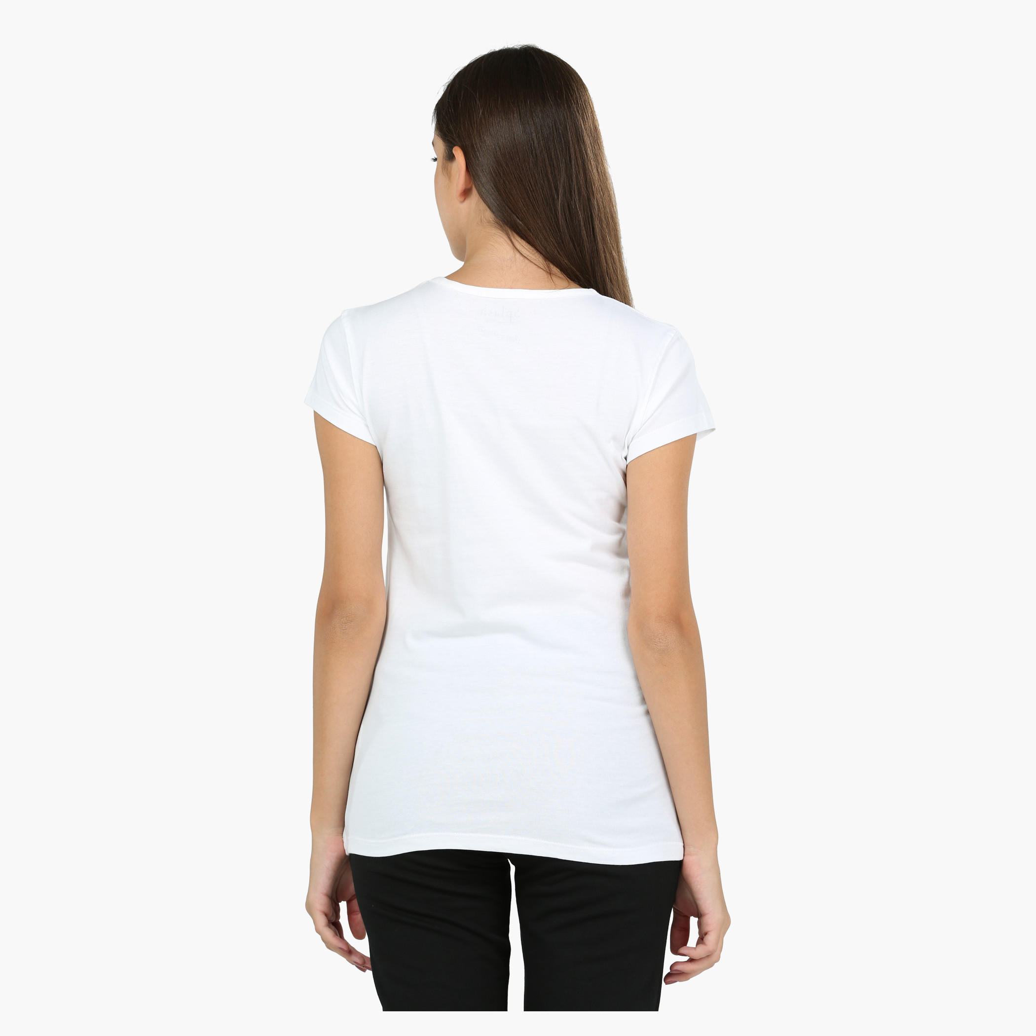 Printed Round Neck Short Sleeves T-Shirt in Slim Fit-women-clothing-tshirts-image-2