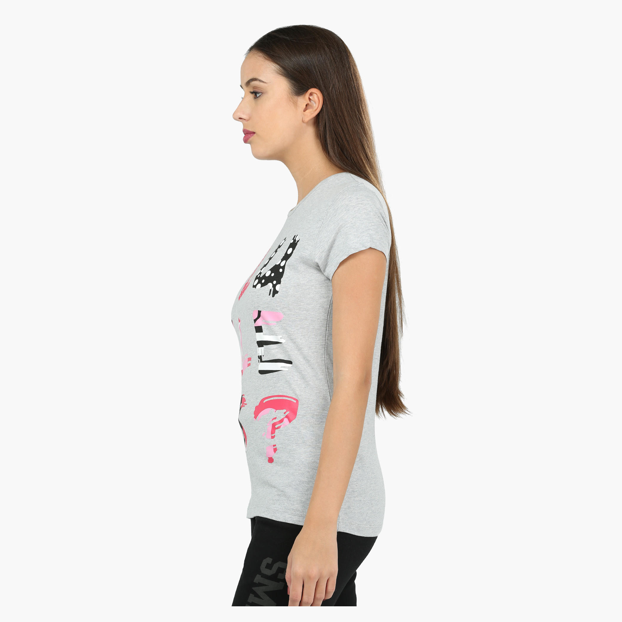 Printed Round Neck Short Sleeves T-Shirt in Slim Fit-women-clothing-tshirts-image-3