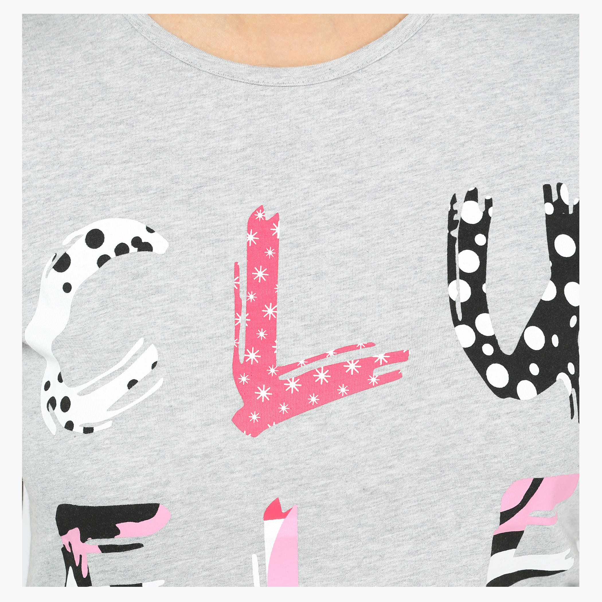 Printed Round Neck Short Sleeves T-Shirt in Slim Fit-women-clothing-tshirts-image-4