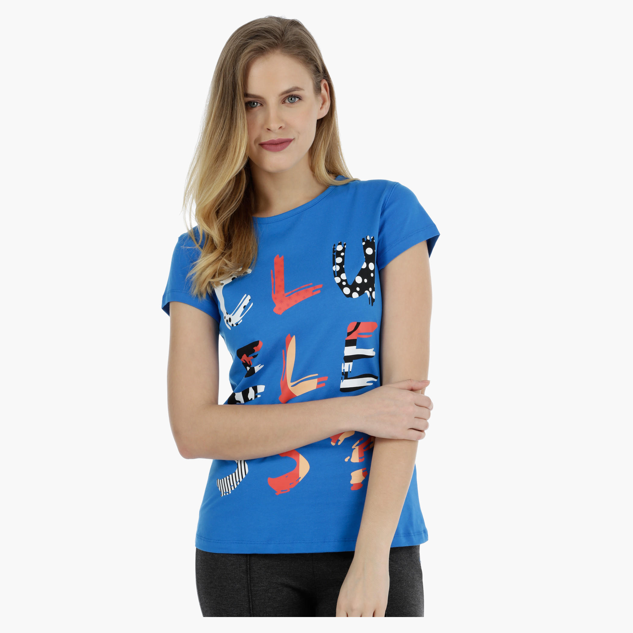 Basic Printed Short-sleeved T-shirt with Bio-wash-women-clothing-tshirts-image-5