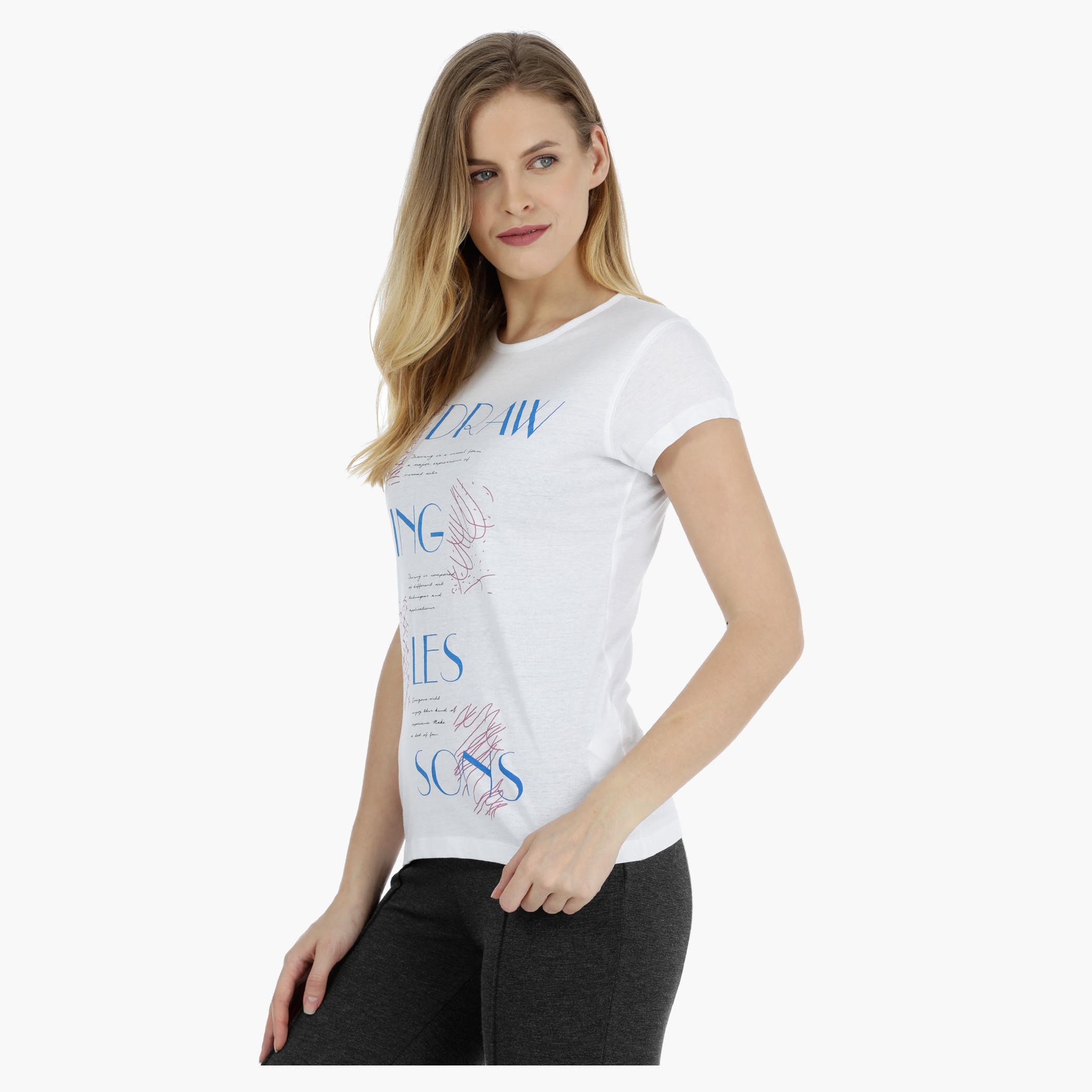 Basic Printed Short-sleeved T-shirt with Bio-wash-women-clothing-tshirts-image-3
