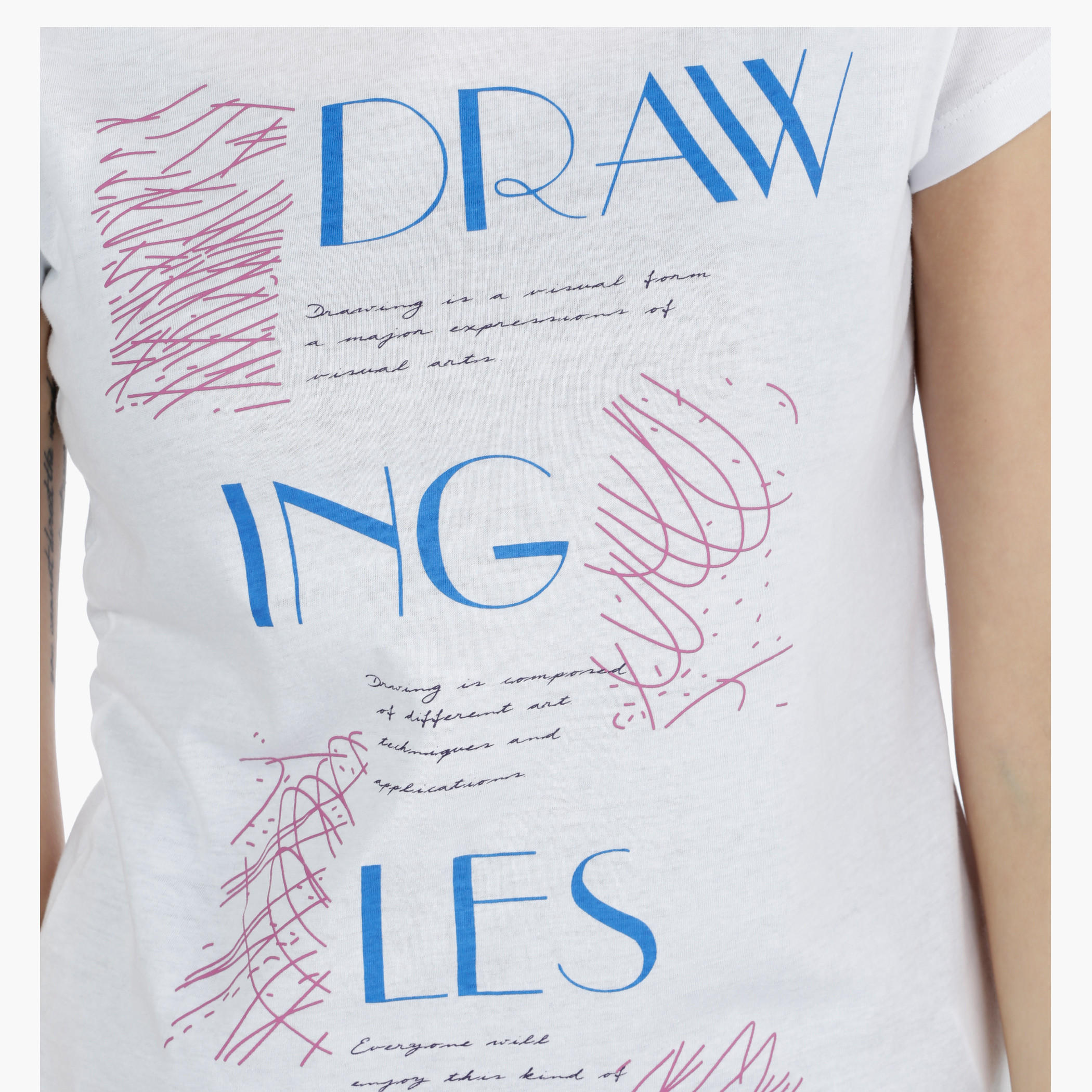 Basic Printed Short-sleeved T-shirt with Bio-wash-women-clothing-tshirts-image-4