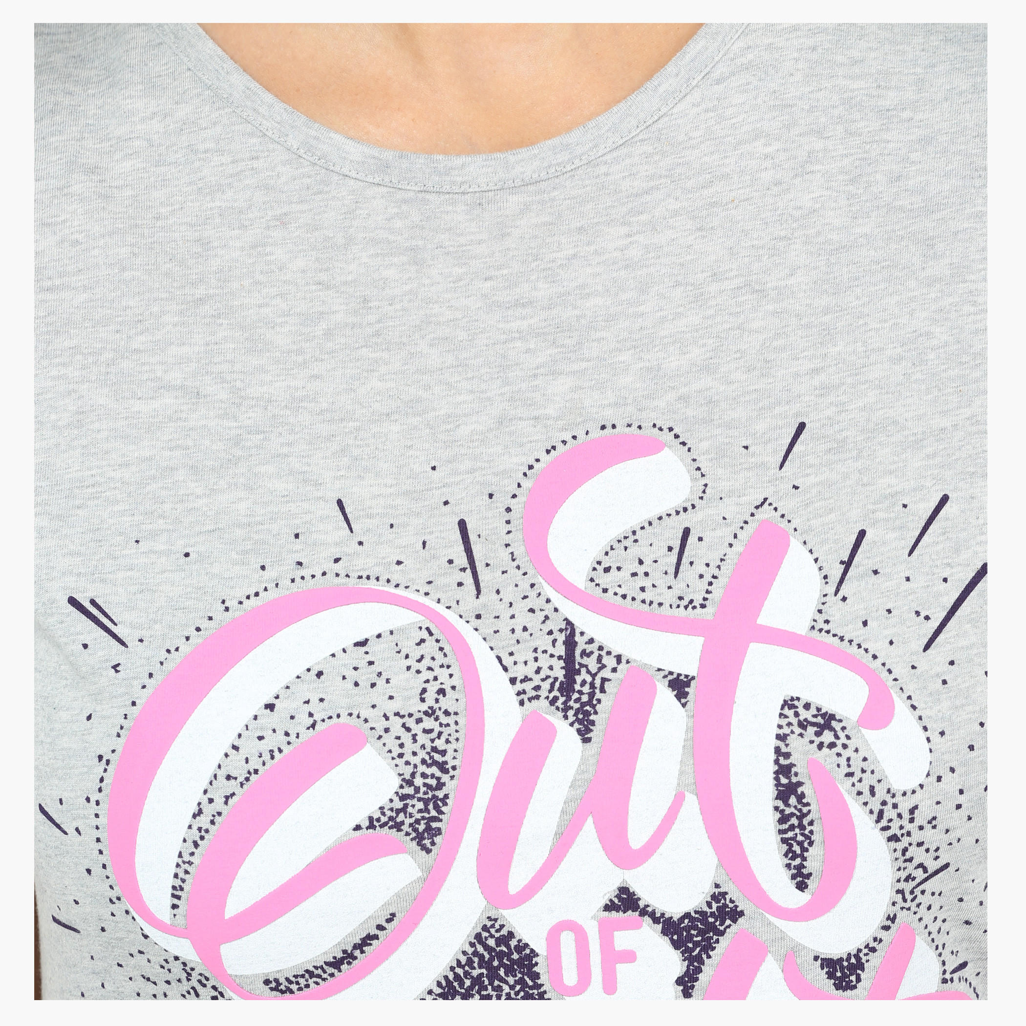 Printed Round Neck Short Sleeves T-Shirt in Slim Fit-women-clothing-tshirts-image-4