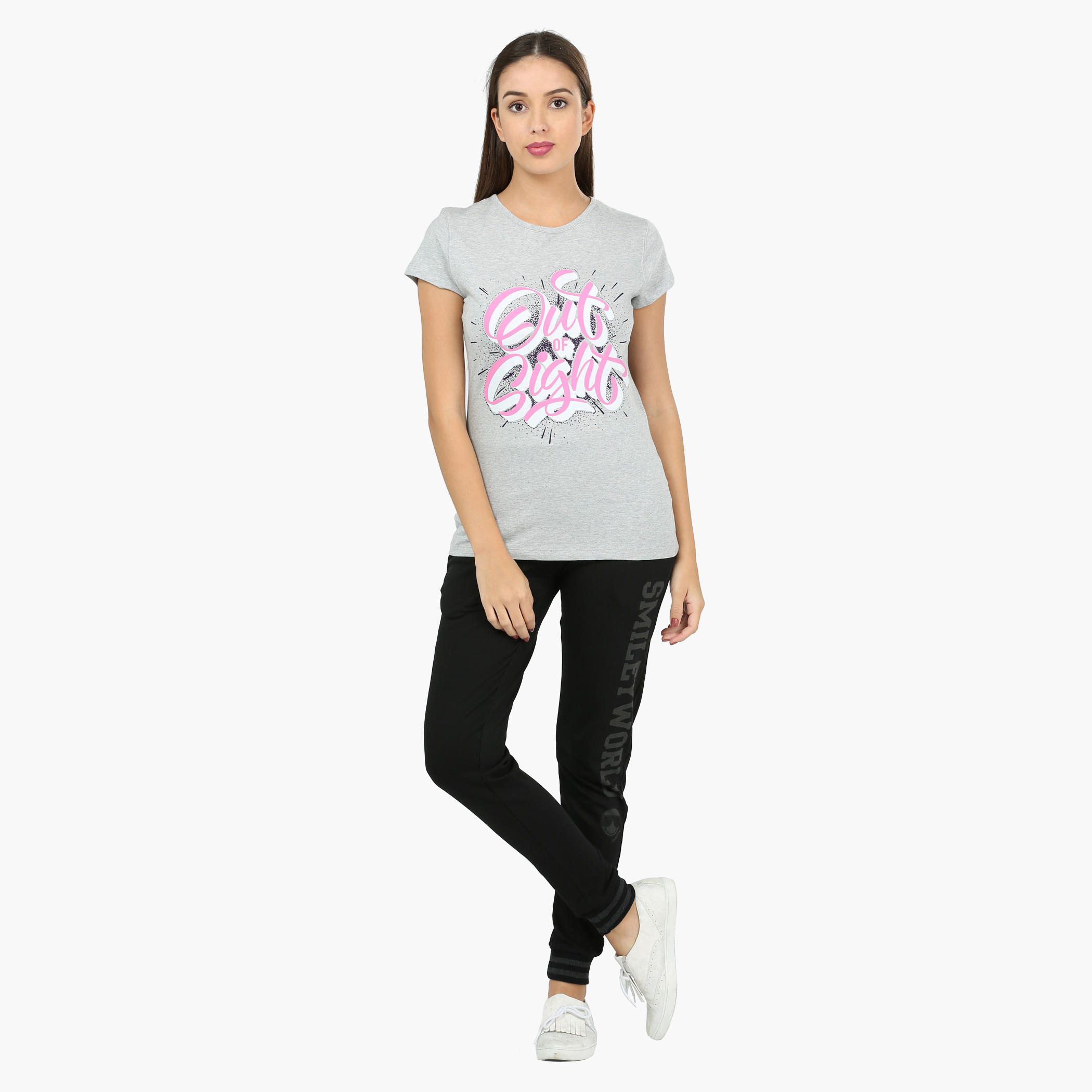 Printed Round Neck Short Sleeves T-Shirt in Slim Fit-women-clothing-tshirts-image-5