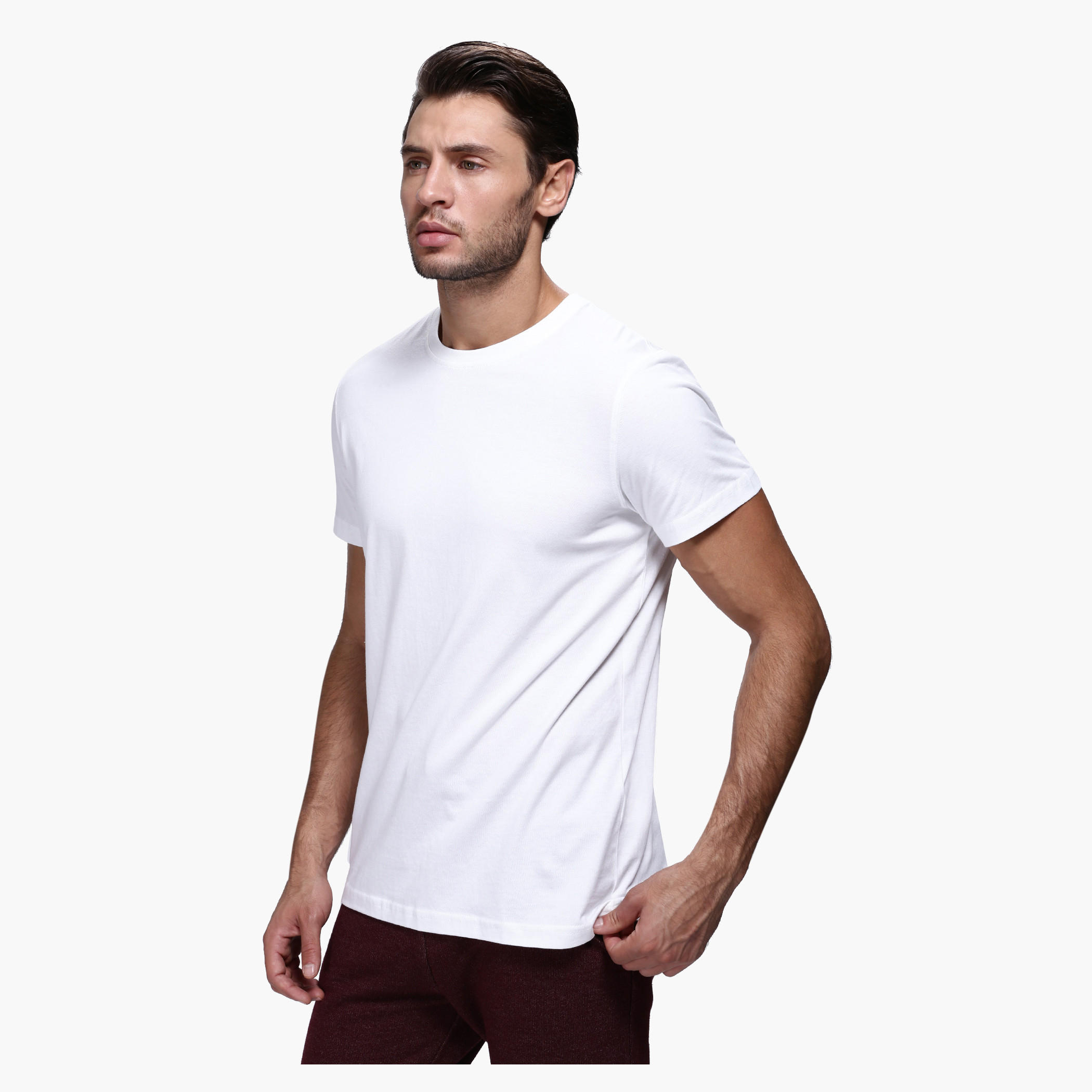 Round Neck T-Shirt with Short Sleeves in Slim Fit-men-clothing-tshirtsandpolos-tshirts-image-3