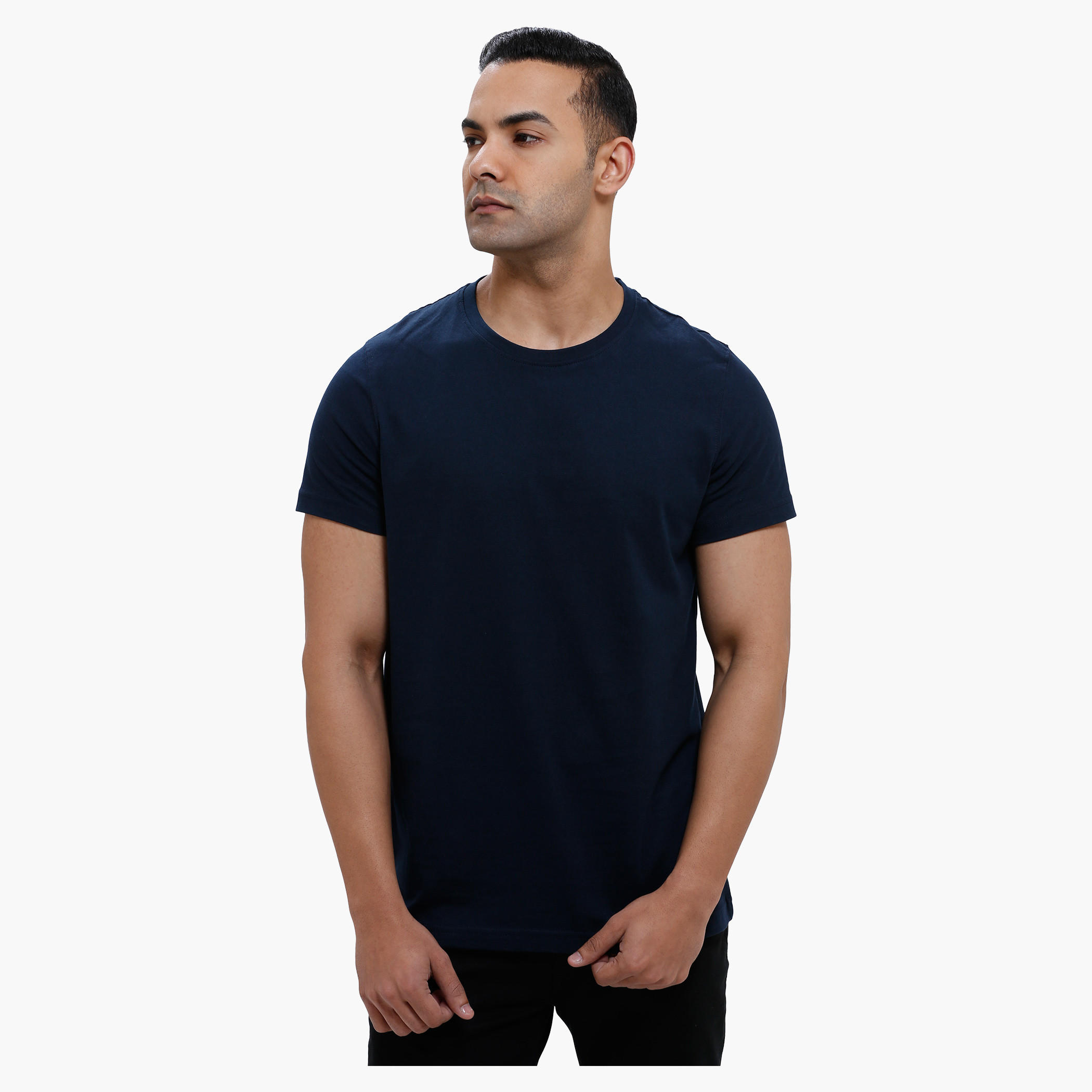 Crew Neck T-Shirt with Short Sleeves in Slim Fit-men-clothing-tshirtsandpolos-tshirts-image-1