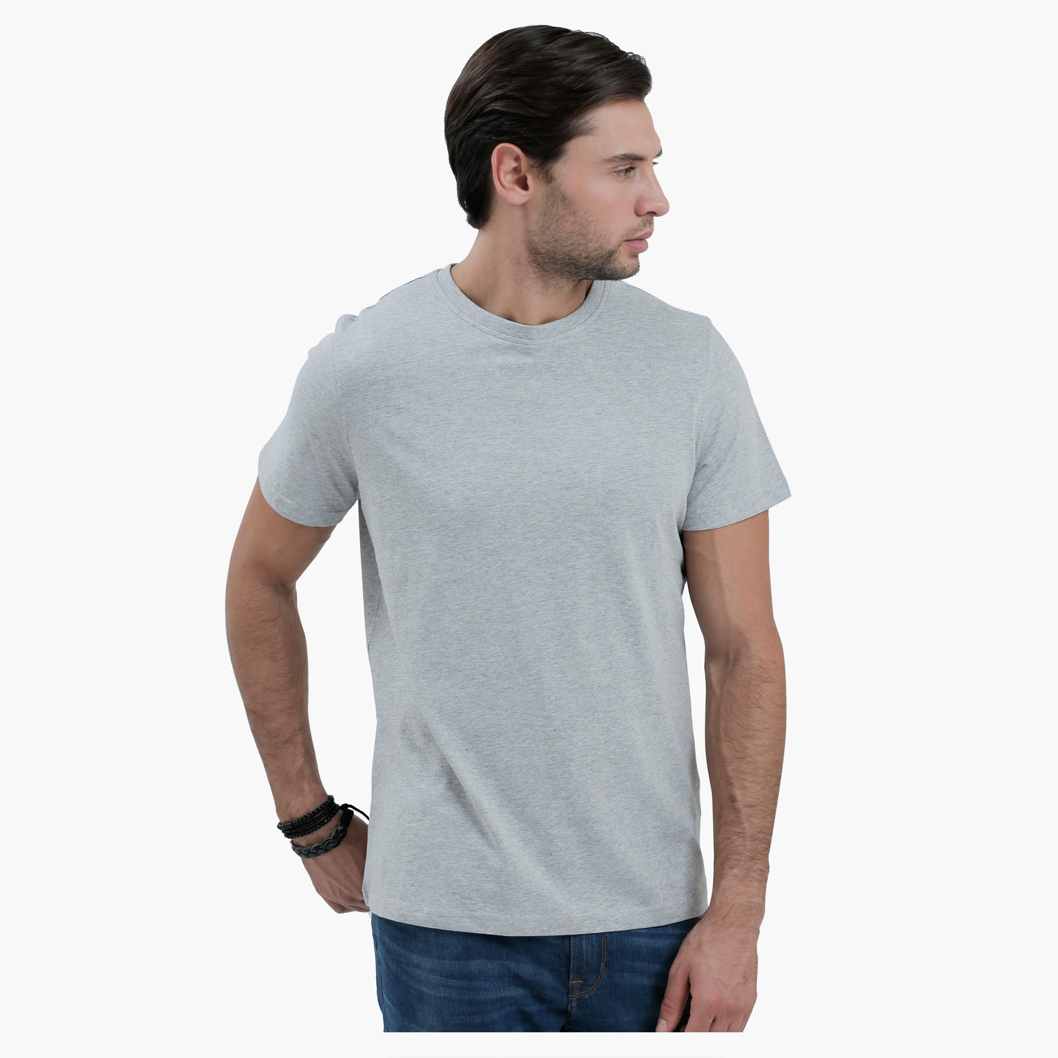 Crew Neck T-Shirt with Short Sleeves in Slim Fit-men-clothing-tshirtsandpolos-tshirts-image-1