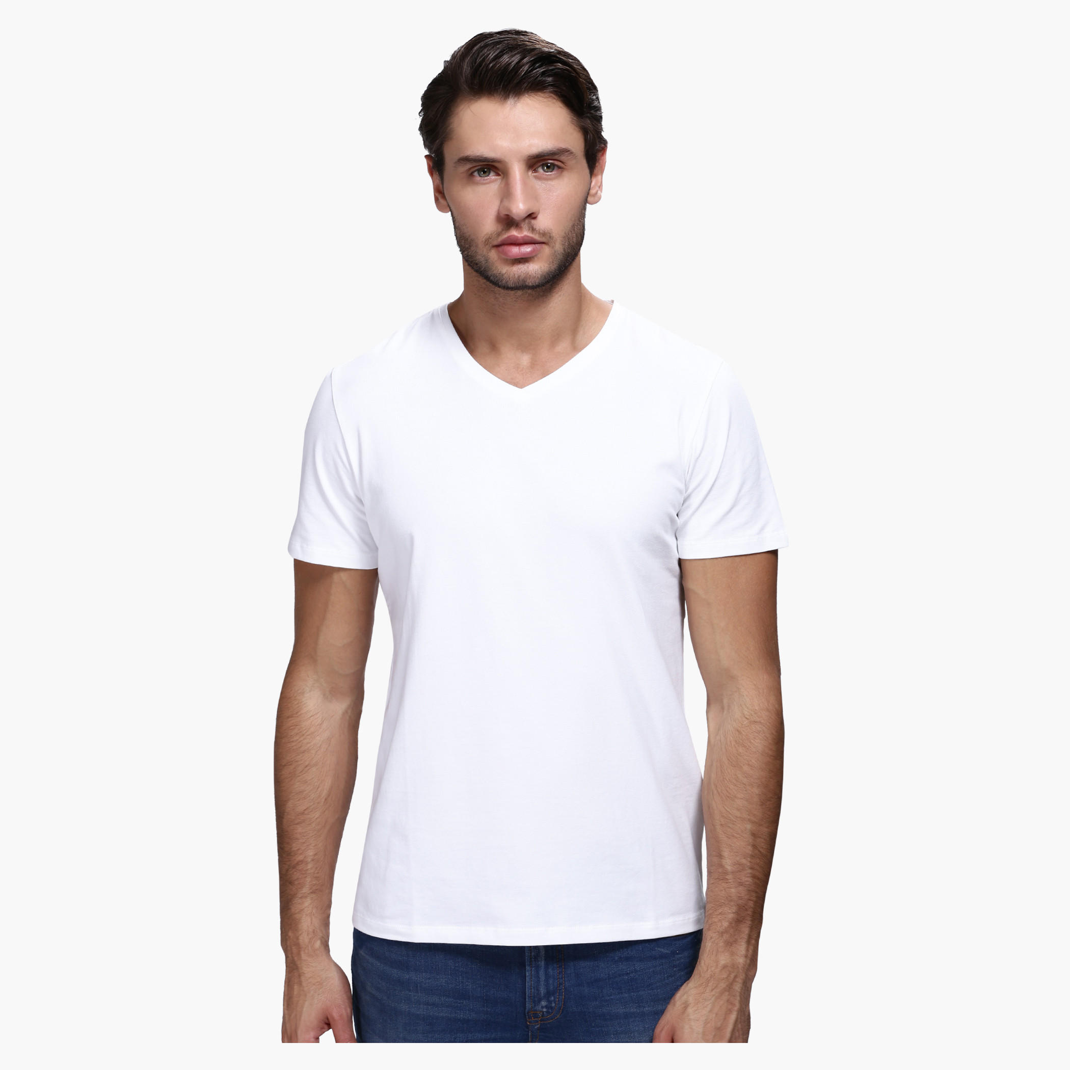 V-Neck T-Shirt with Short Sleeves in Slim Fit-men-clothing-tshirtsandpolos-tshirts-image-1