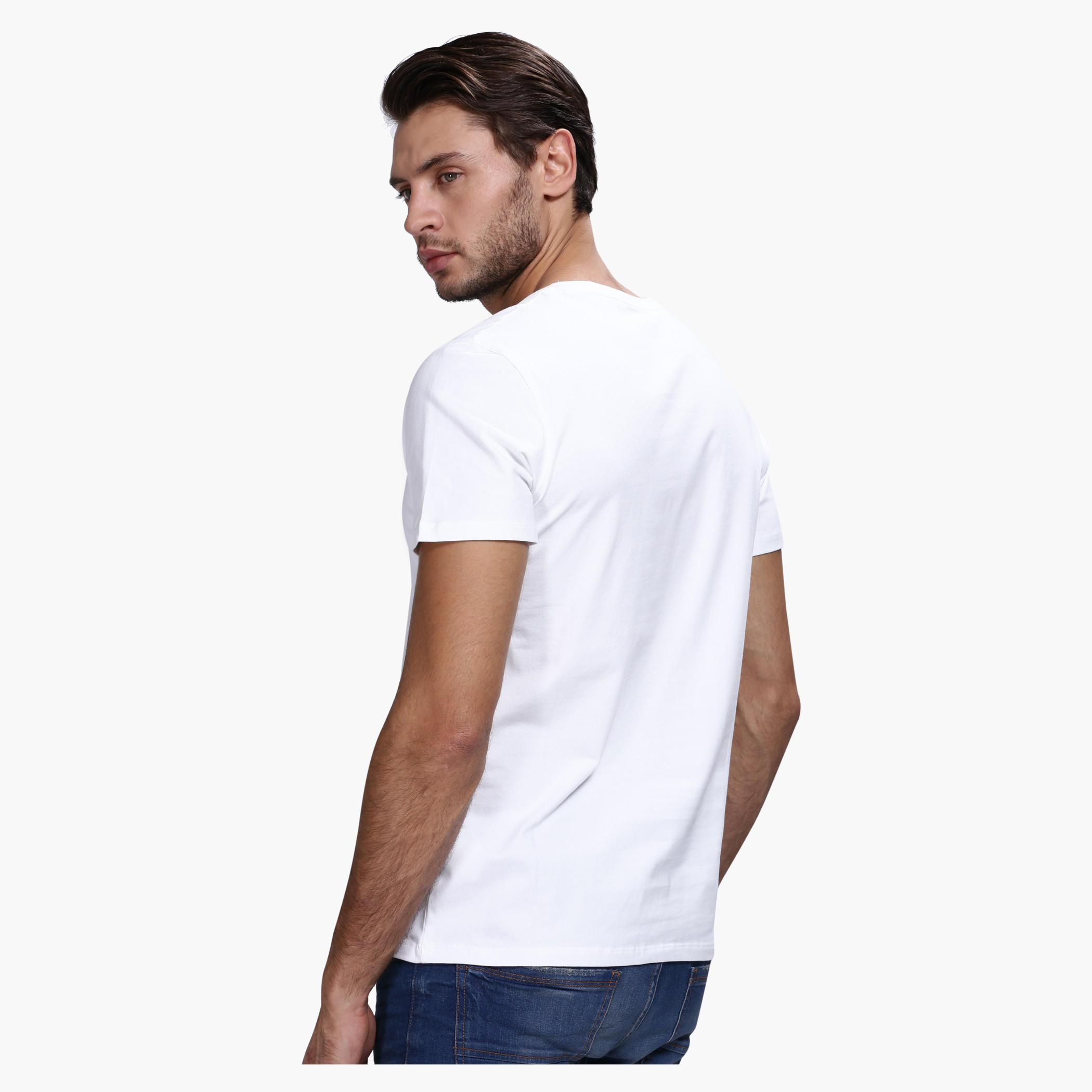 V-Neck T-Shirt with Short Sleeves in Slim Fit-men-clothing-tshirtsandpolos-tshirts-image-2